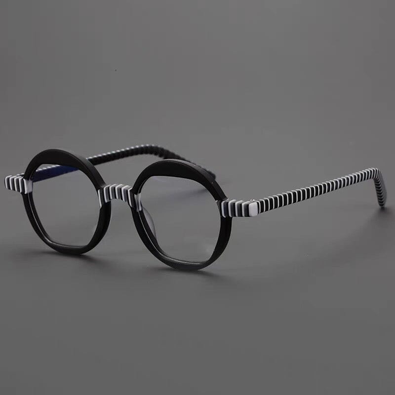 Benon Round Striped Acetate Glasses Frame