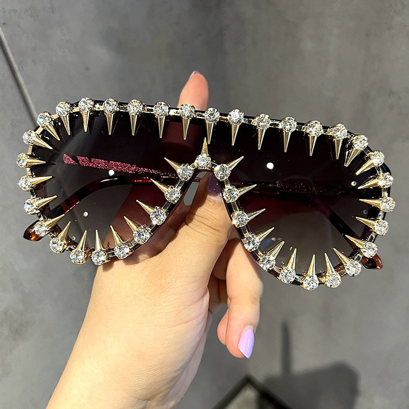 Amaris Punk Rhinestones One Piece Sunglasses