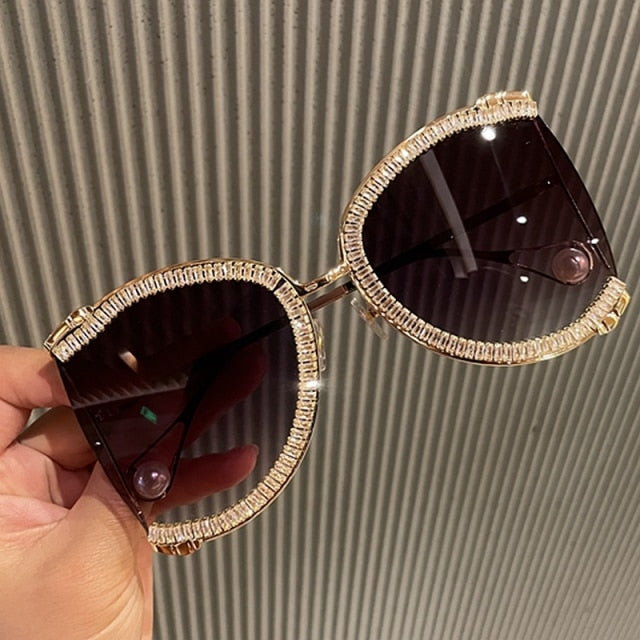 Becky Luxury CZ Rhinestone Oversized Sunglasses