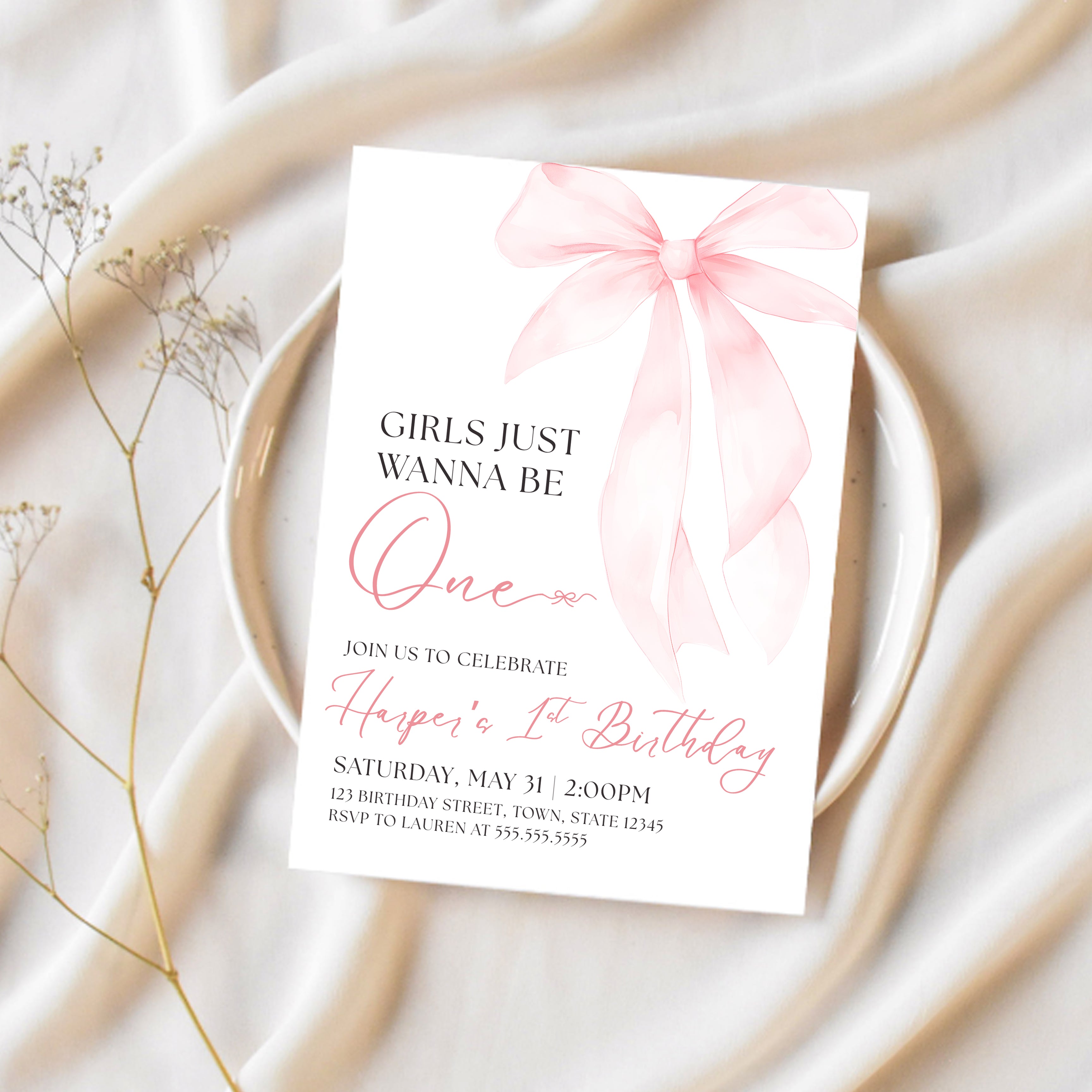 1st Birthday Invitation | Girls Just Wanna Be One Birthday
