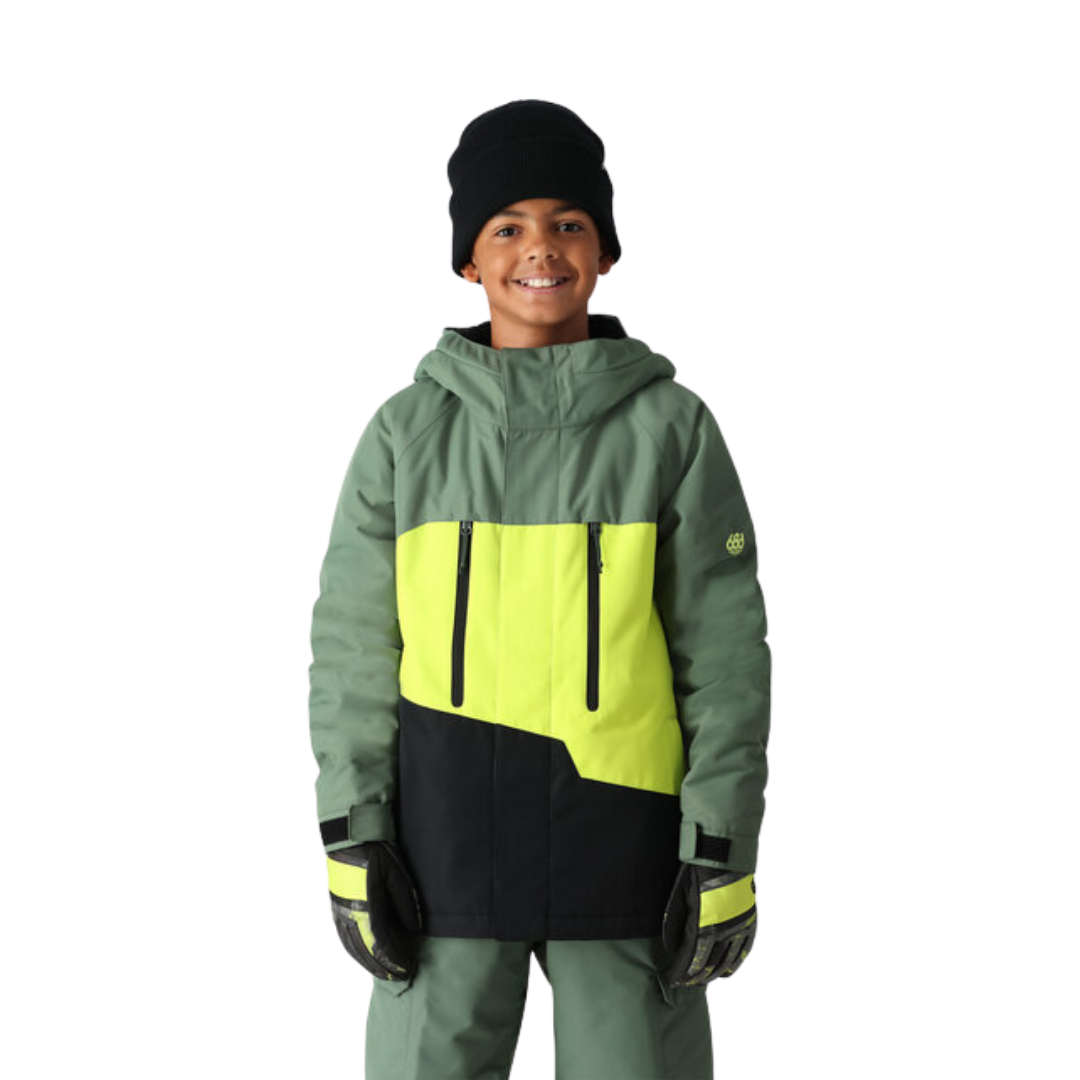 686 Boys' Geo Insulated Jacket - CYPRESS LIME COLORBLOCK