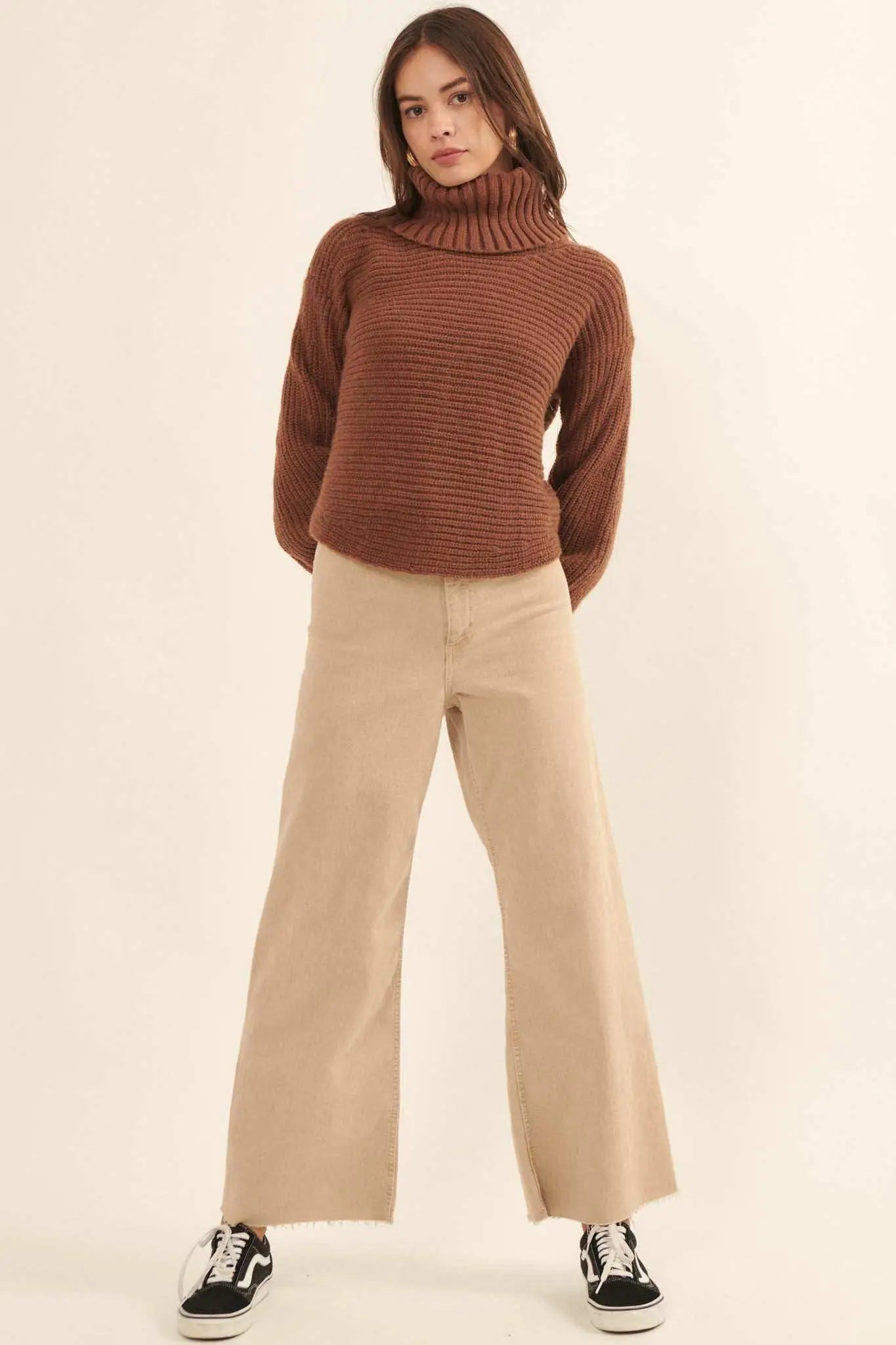 Back to You Surplice-Back Turtleneck Sweater