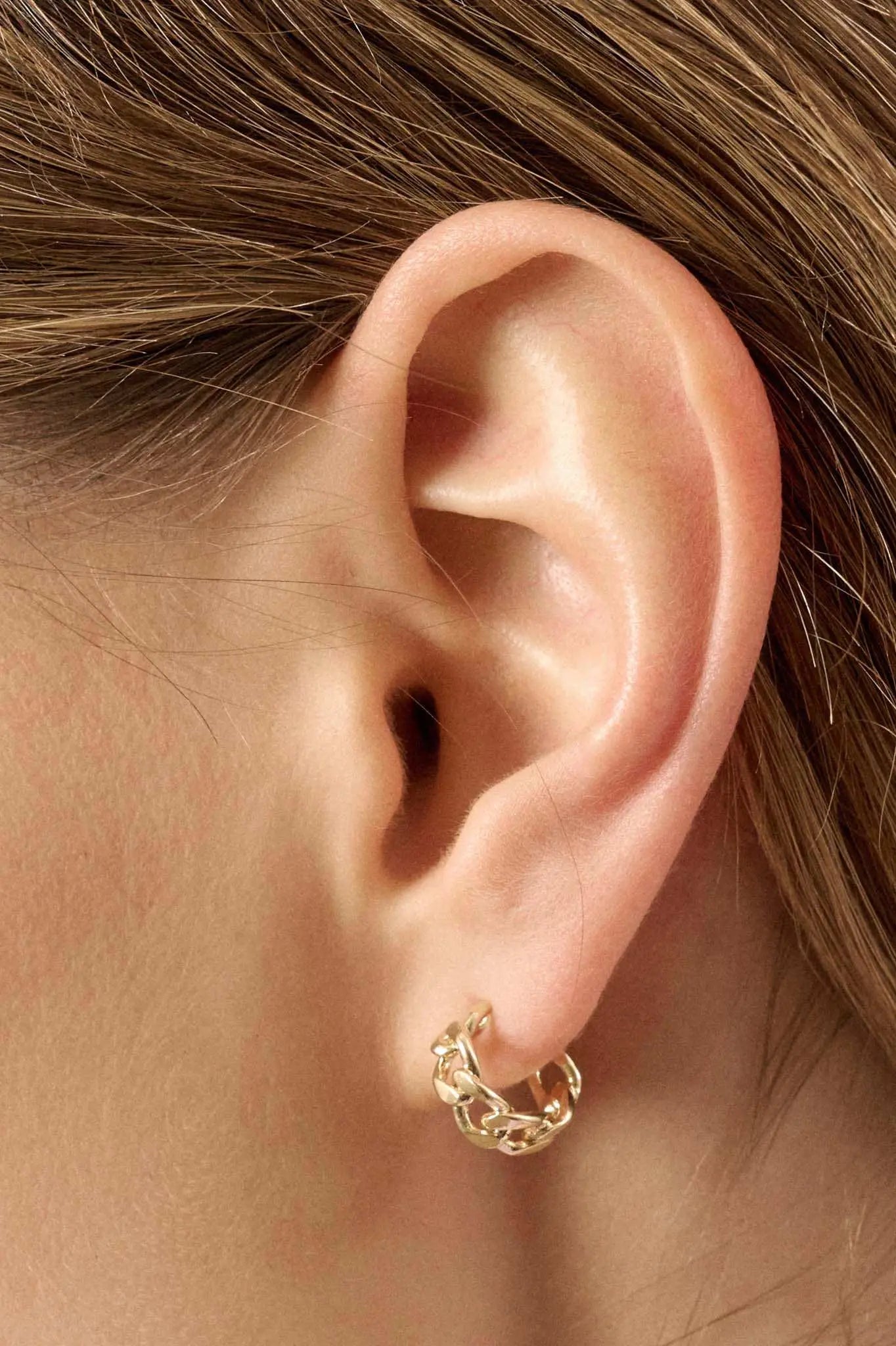 Ardmore Gold Cuban Chain C-Hoop Earrings