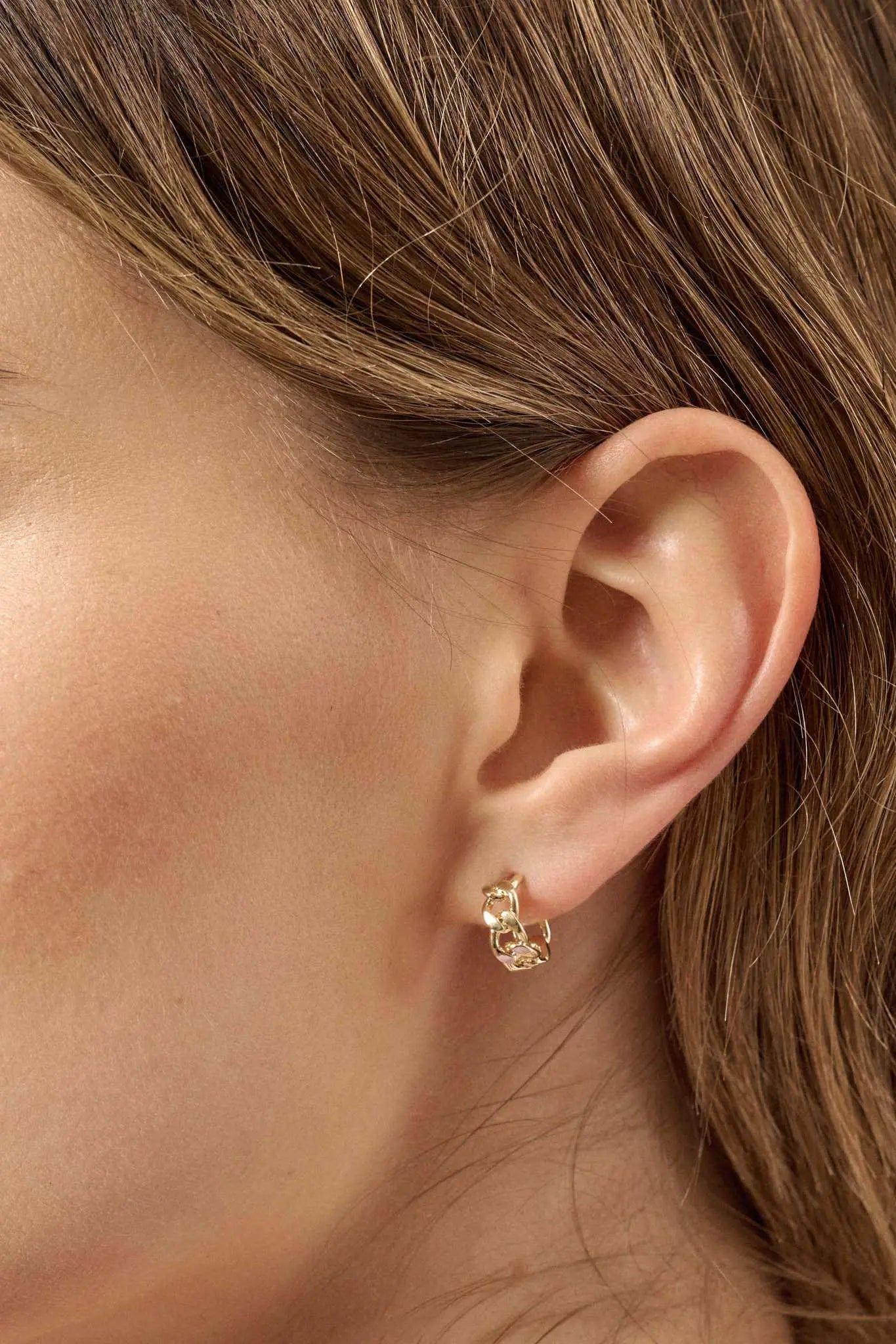 Ardmore Gold Cuban Chain C-Hoop Earrings