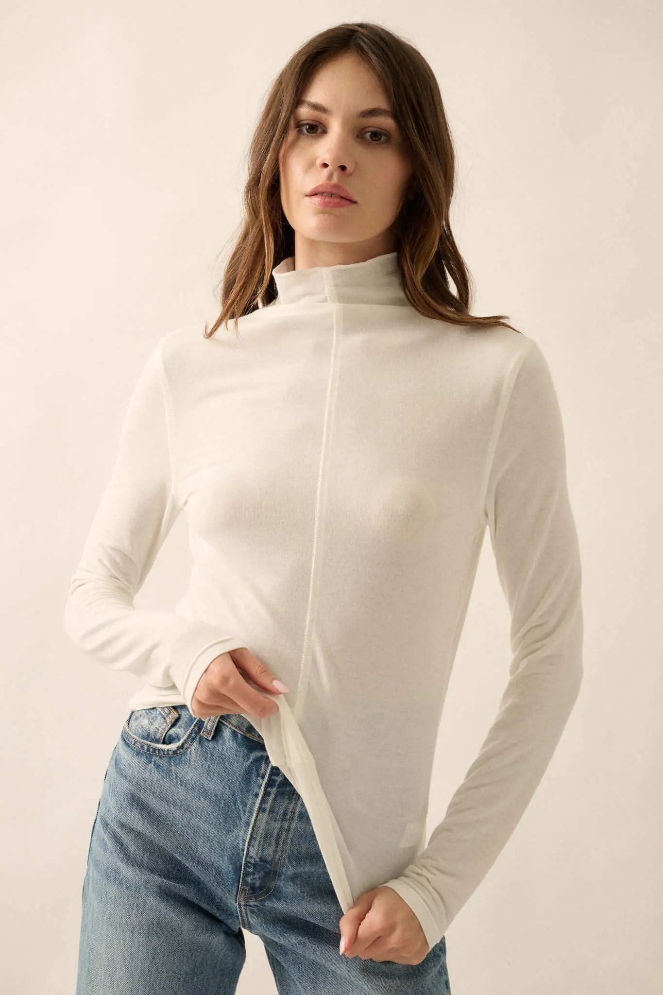 Above and Beyond Mock-Neck Baby Rib Top