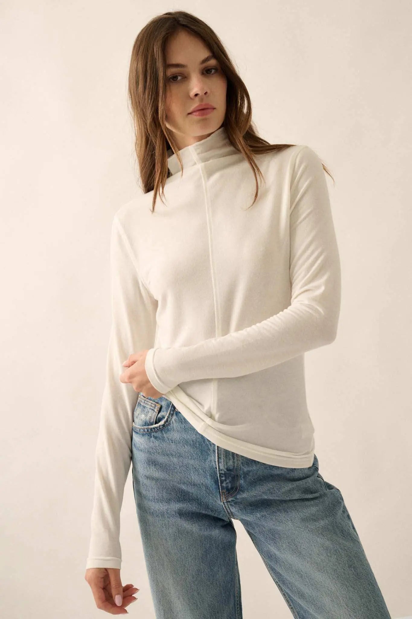 Above and Beyond Mock-Neck Baby Rib Top