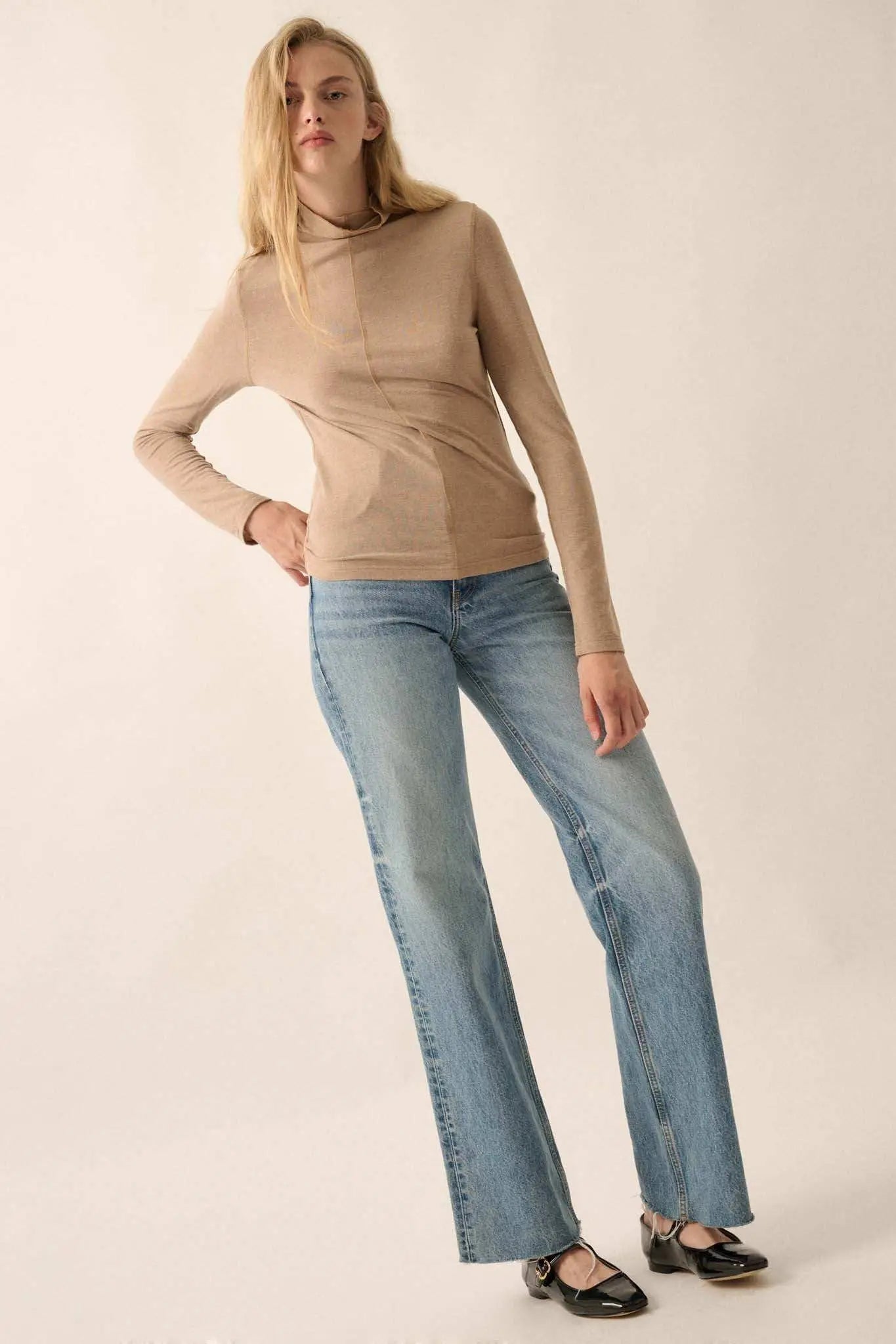 Above and Beyond Mock-Neck Baby Rib Top