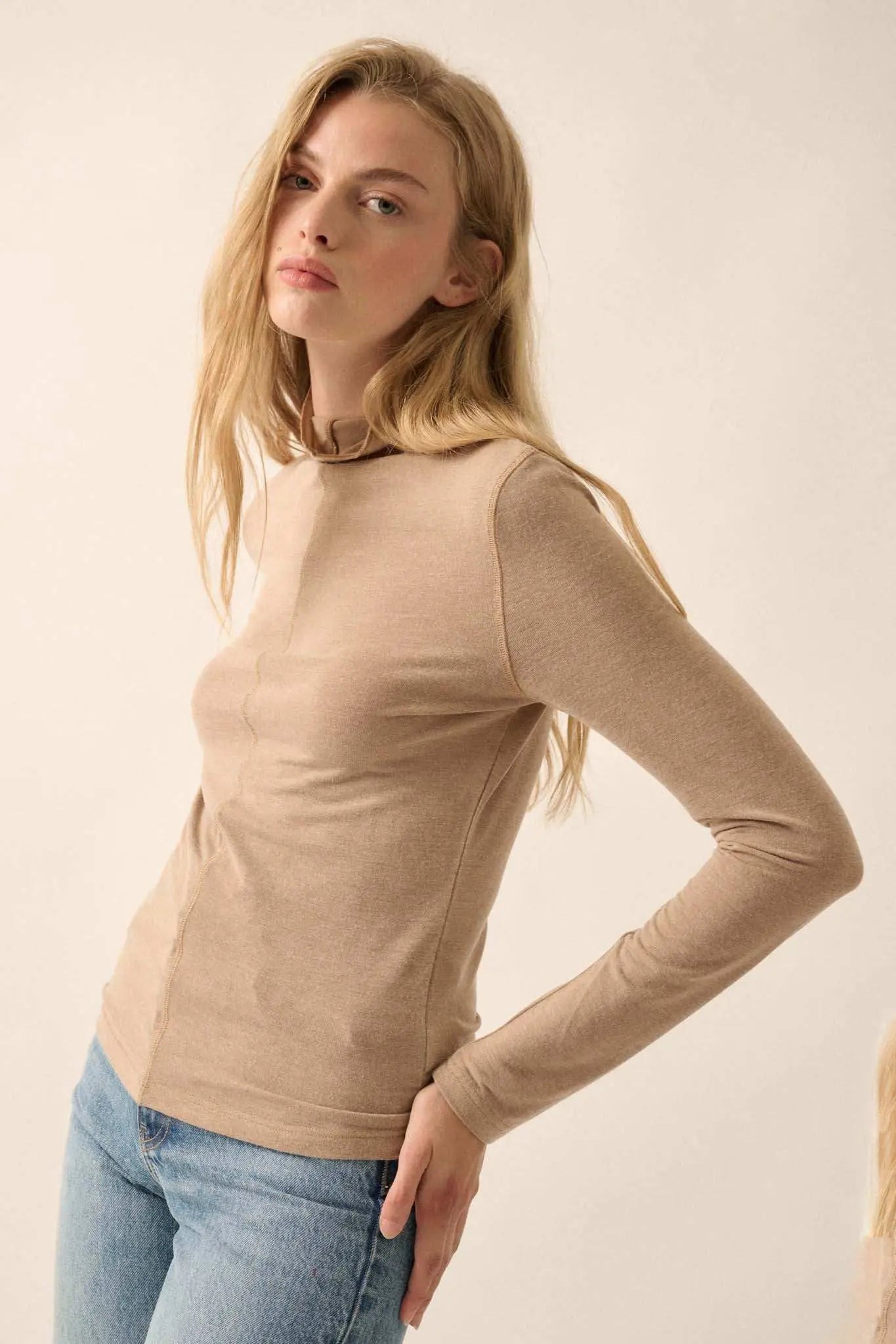 Above and Beyond Mock-Neck Baby Rib Top