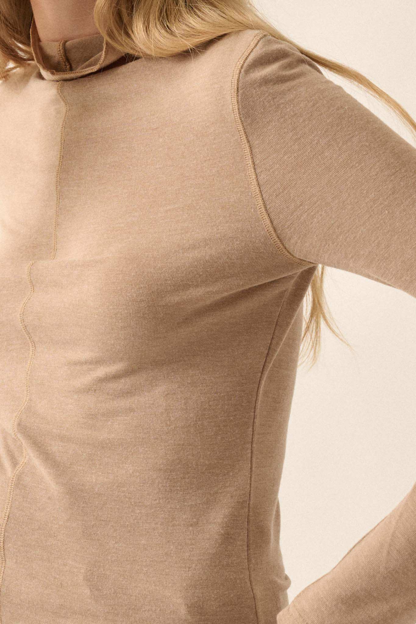 Above and Beyond Mock-Neck Baby Rib Top