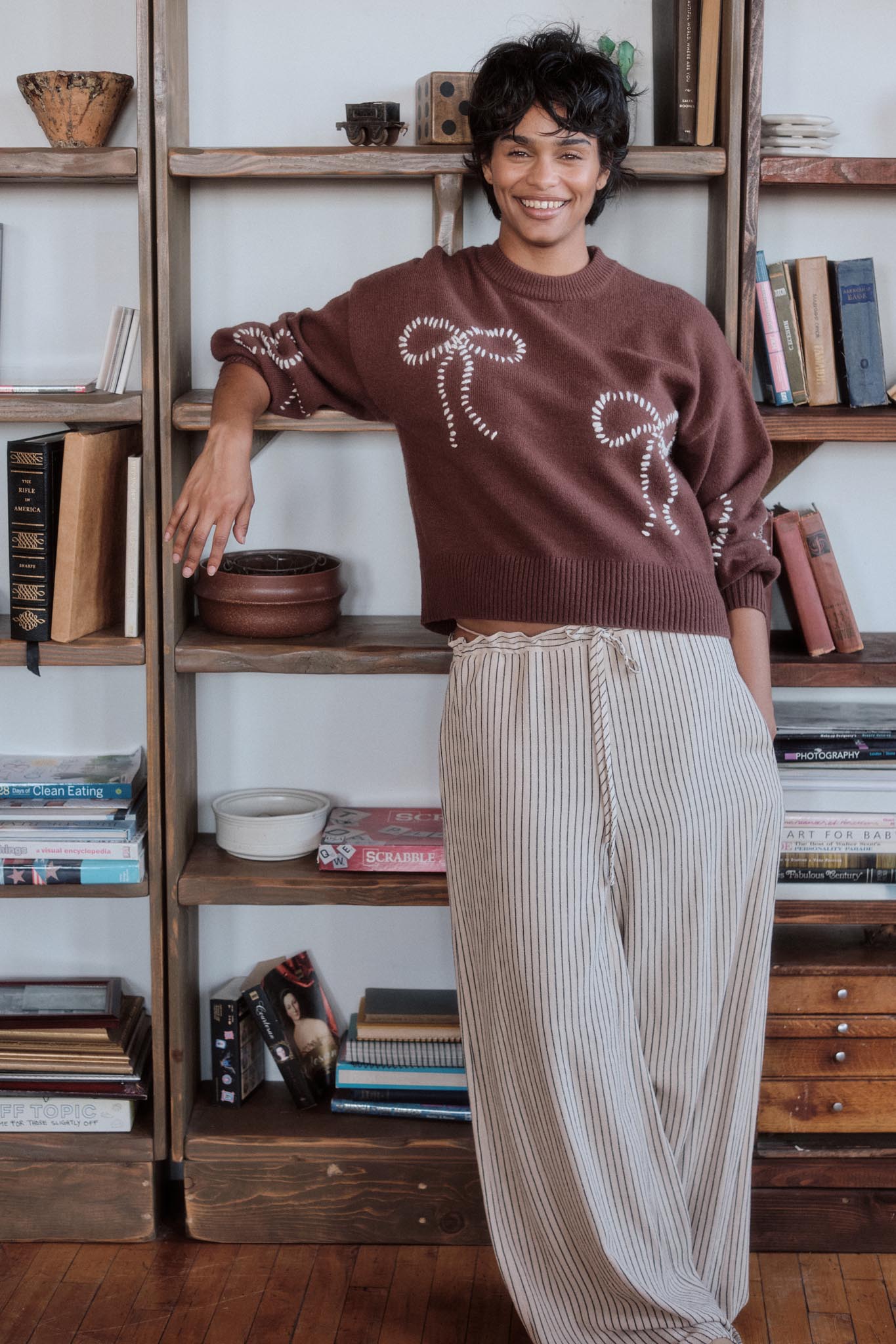 All Lined Up Pinstripe Wide-Leg Drawstring Pants