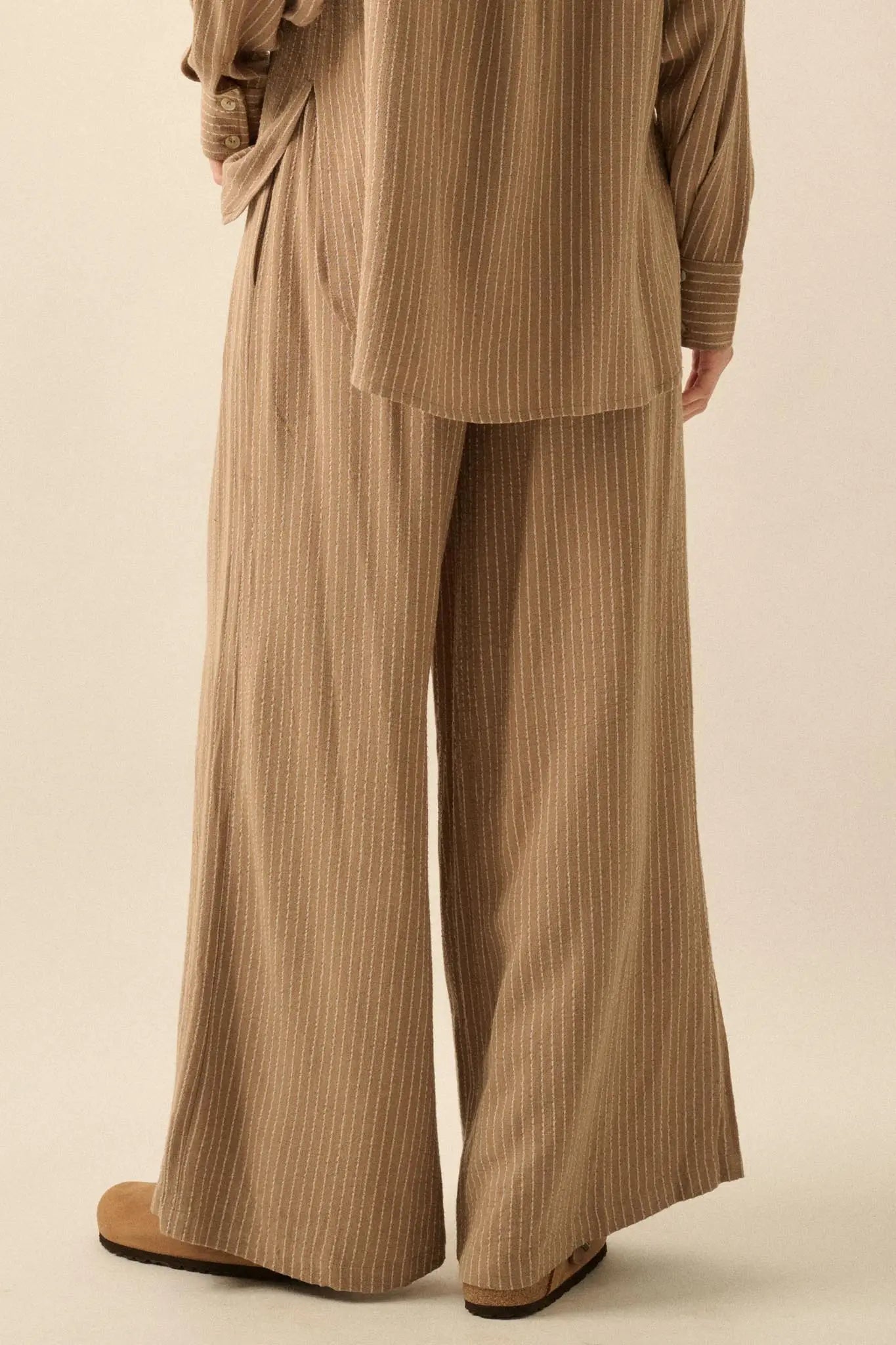 All Lined Up Pinstripe Wide-Leg Drawstring Pants