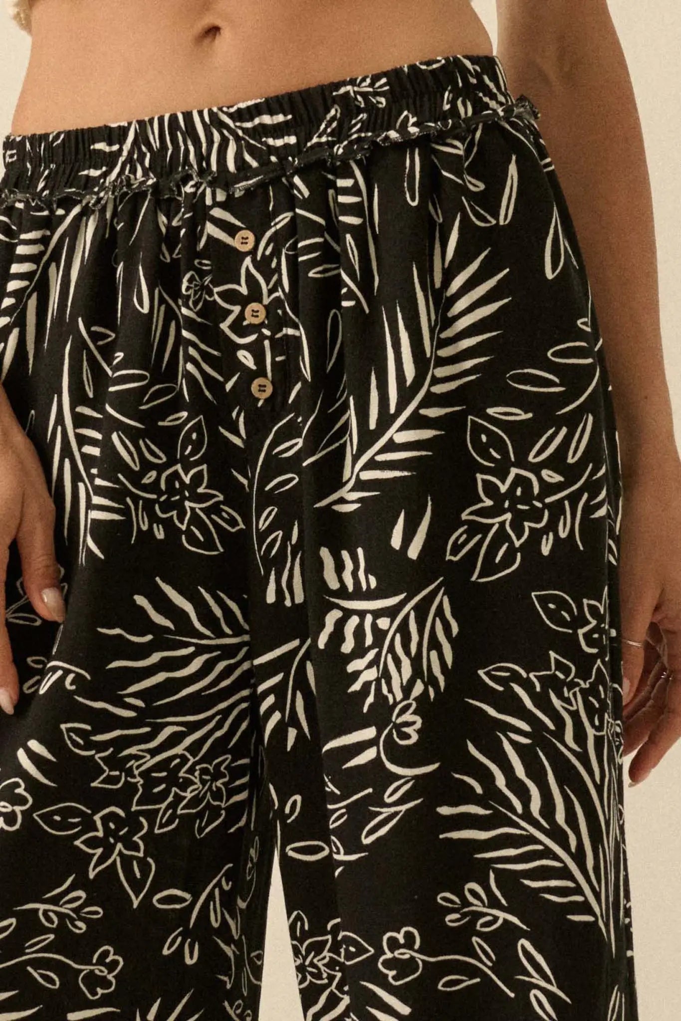 Artful Blooms Floral Wide-Leg Pants