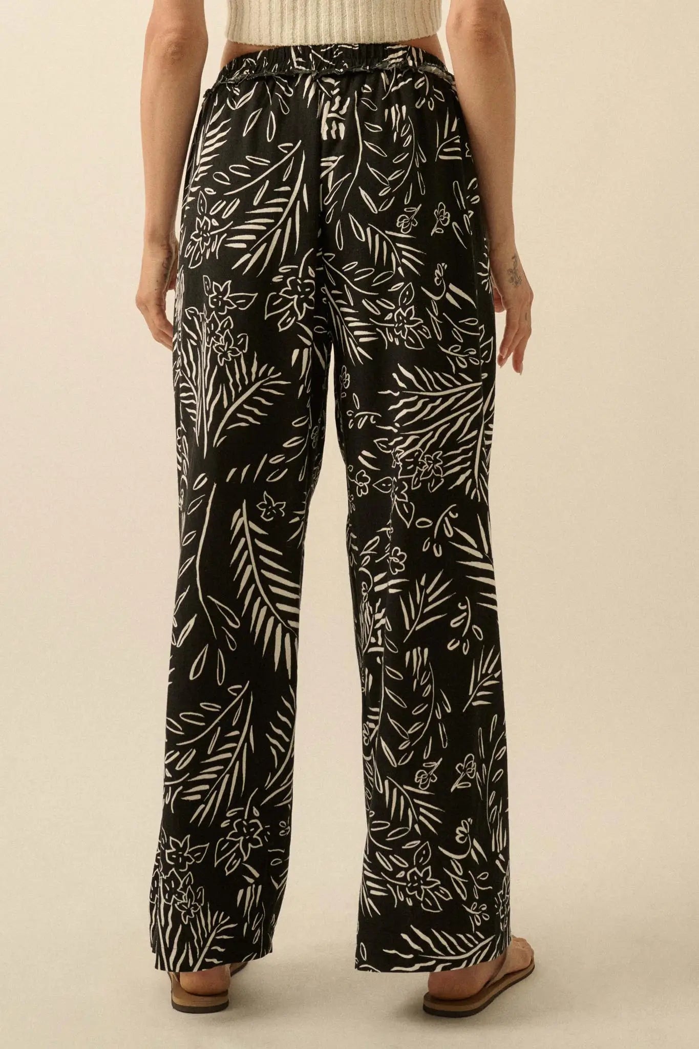 Artful Blooms Floral Wide-Leg Pants