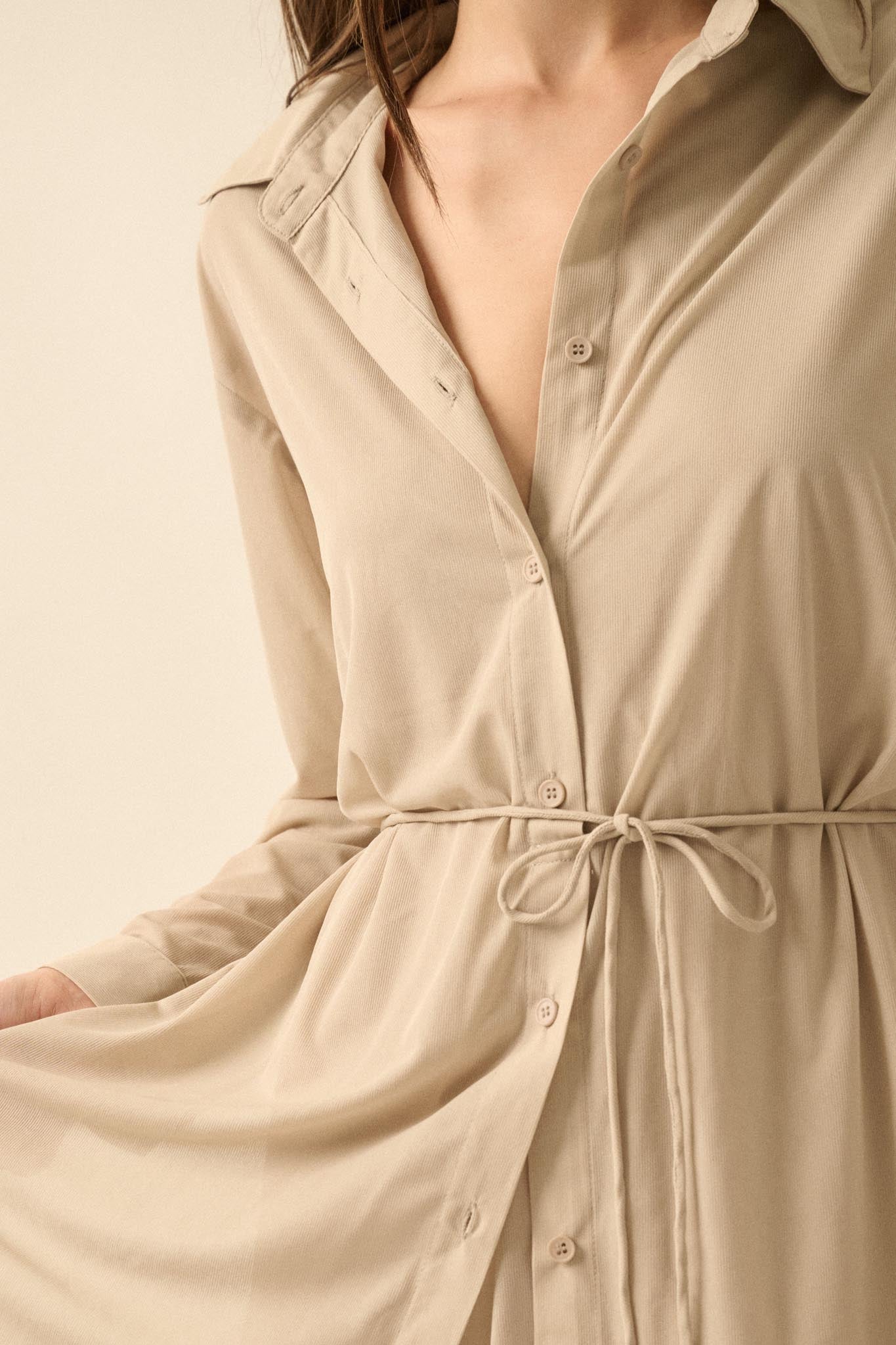 After Hours Ribbed Mesh Belted Shirt Romper