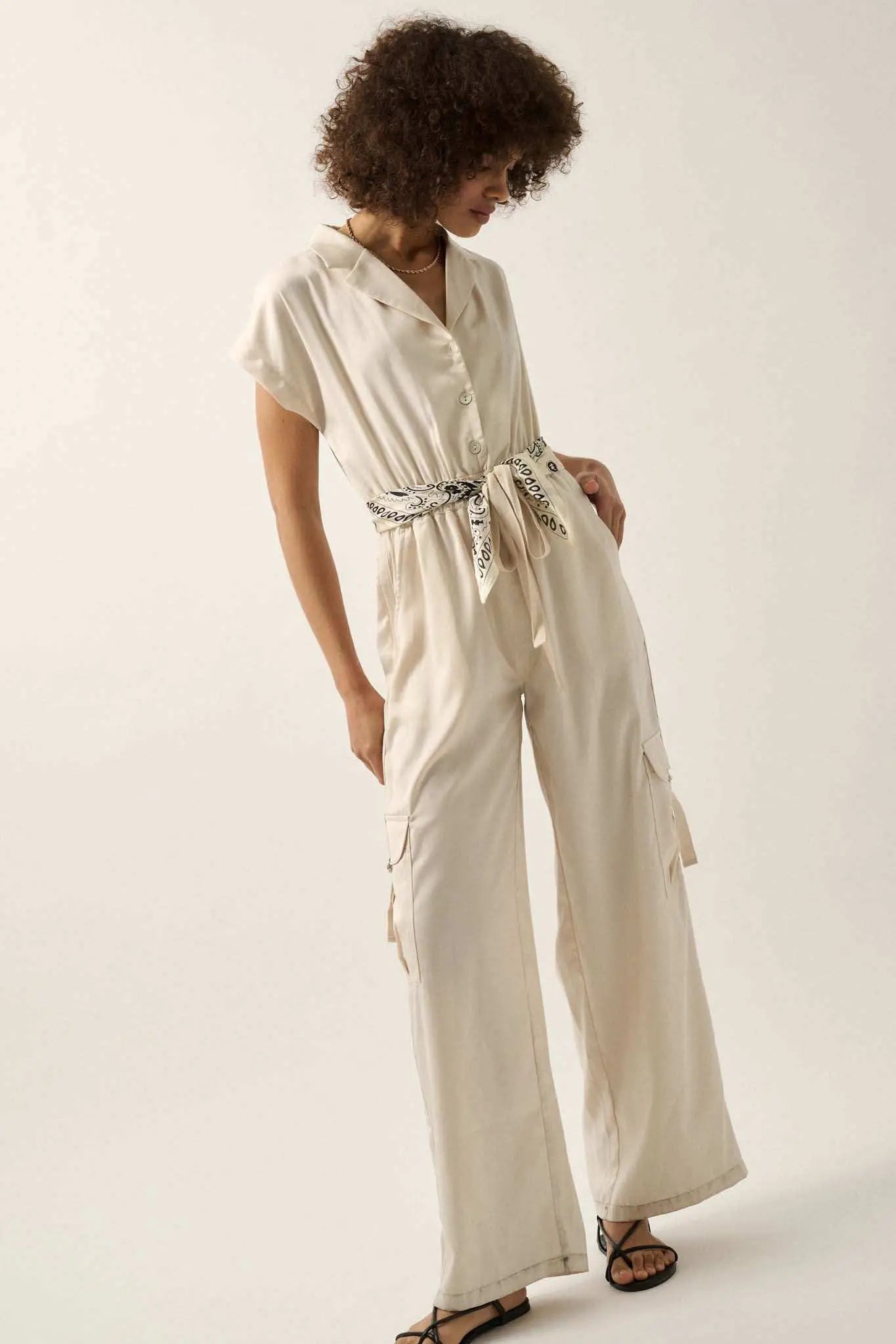 Any Which Way Matte Satin Cargo Jumpsuit
