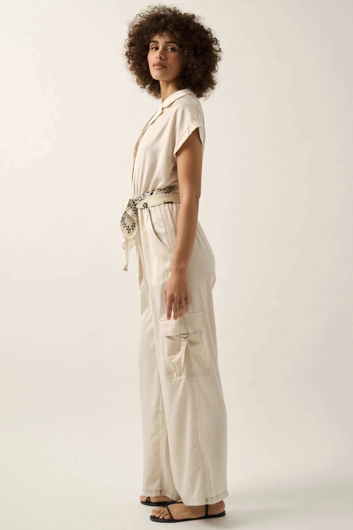 Any Which Way Matte Satin Cargo Jumpsuit