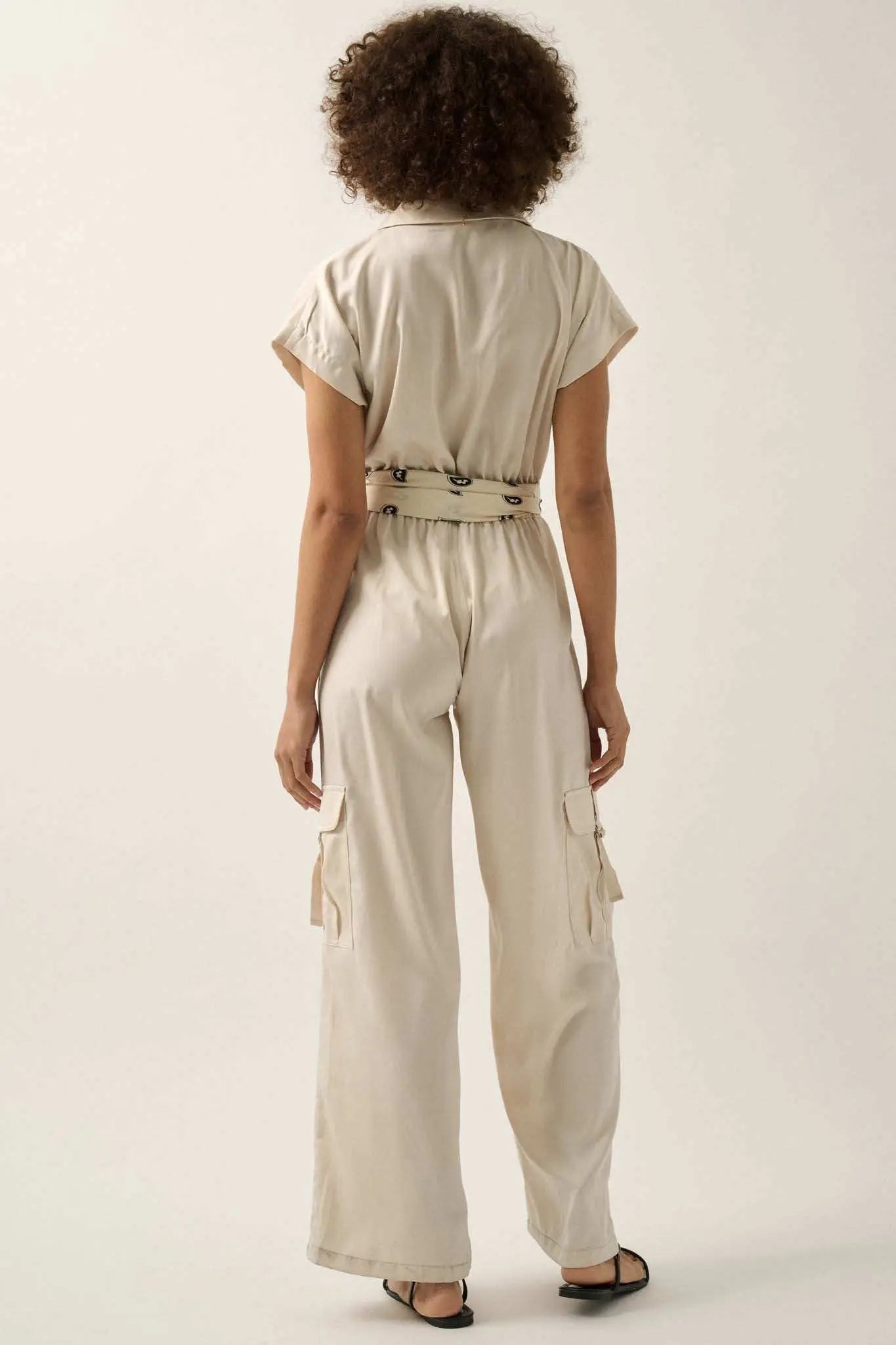 Any Which Way Matte Satin Cargo Jumpsuit
