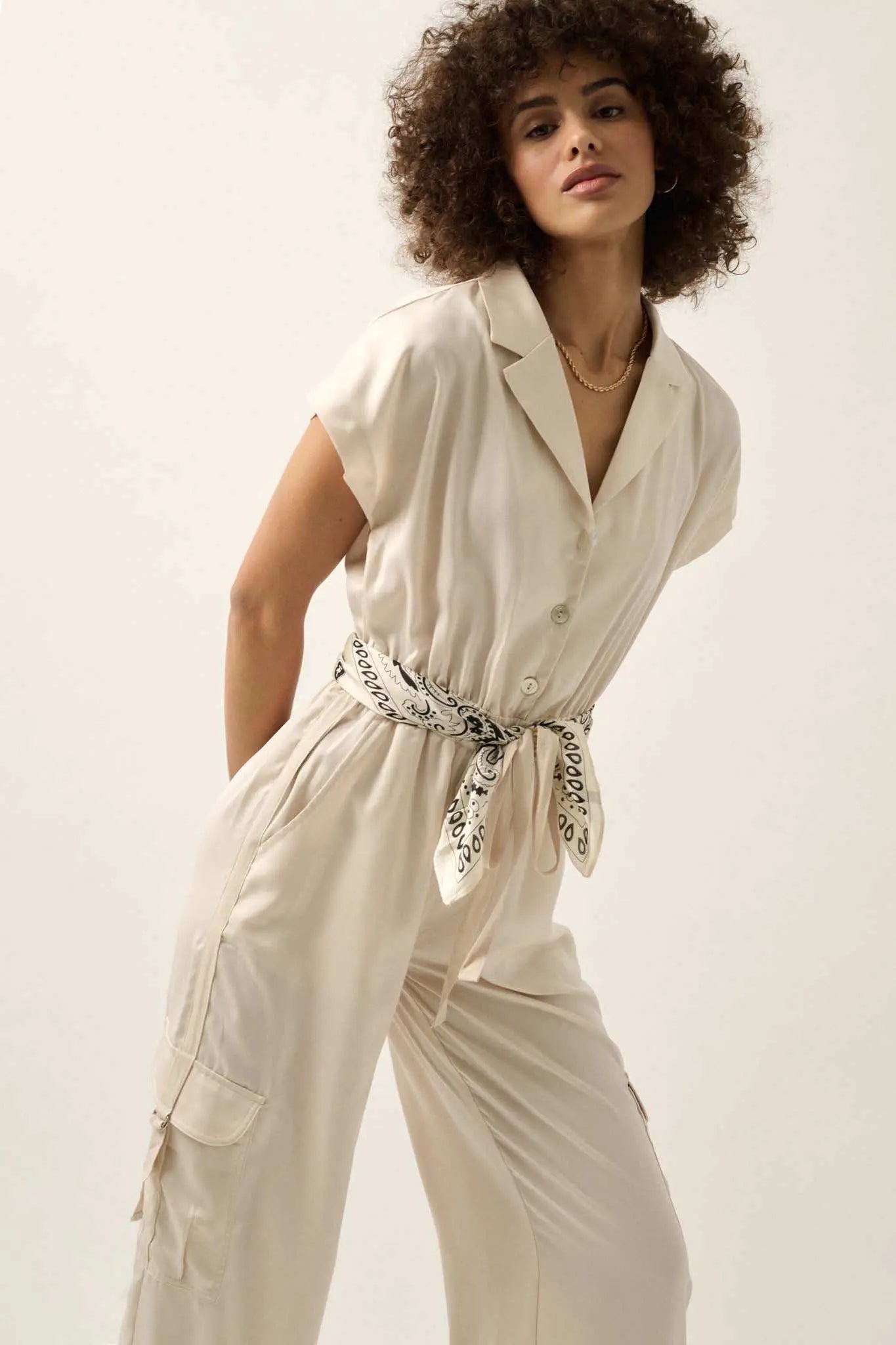 Any Which Way Matte Satin Cargo Jumpsuit