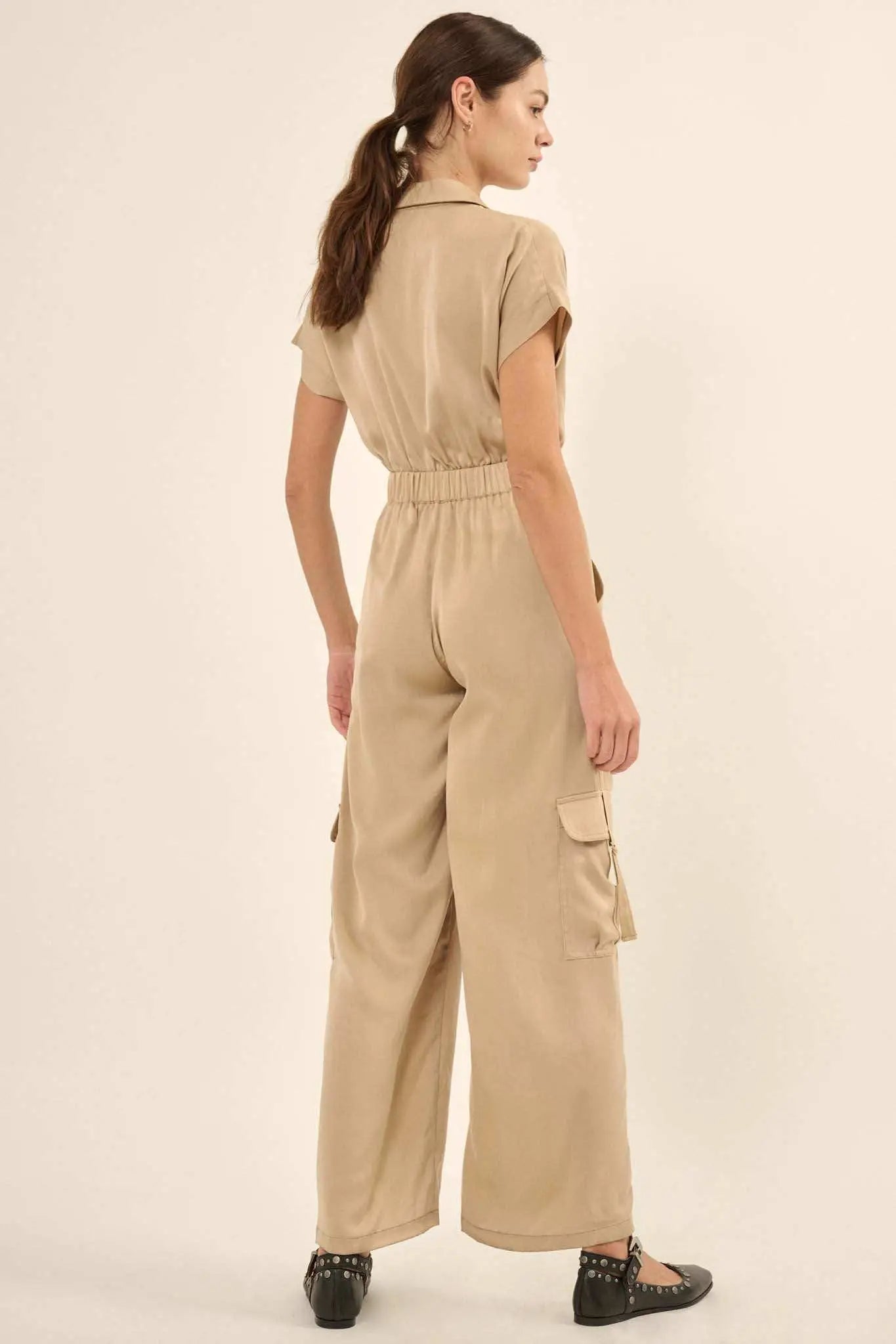 Any Which Way Matte Satin Cargo Jumpsuit