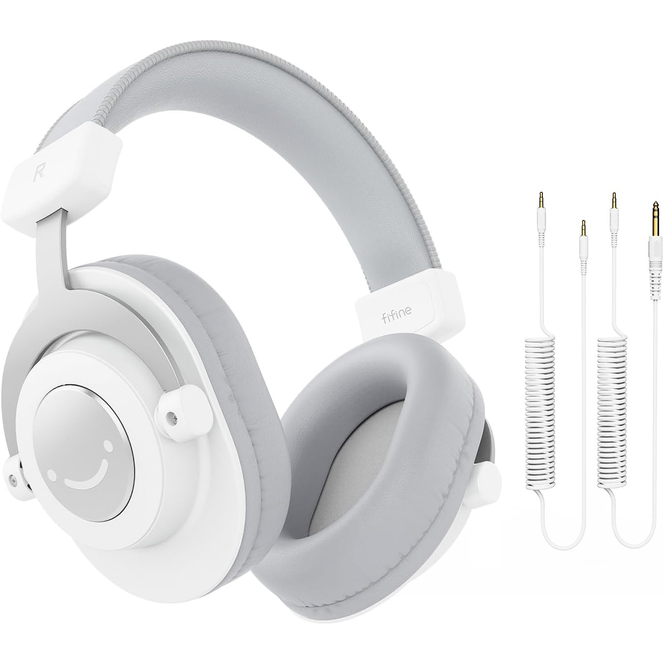 FIFINE H8 Studio Headphone with 50mm Dynamic Driver, 1/8" to 1/4" & 1/8" to 1/8" Coiled Cable for Recording Audio, Mixing Tracks