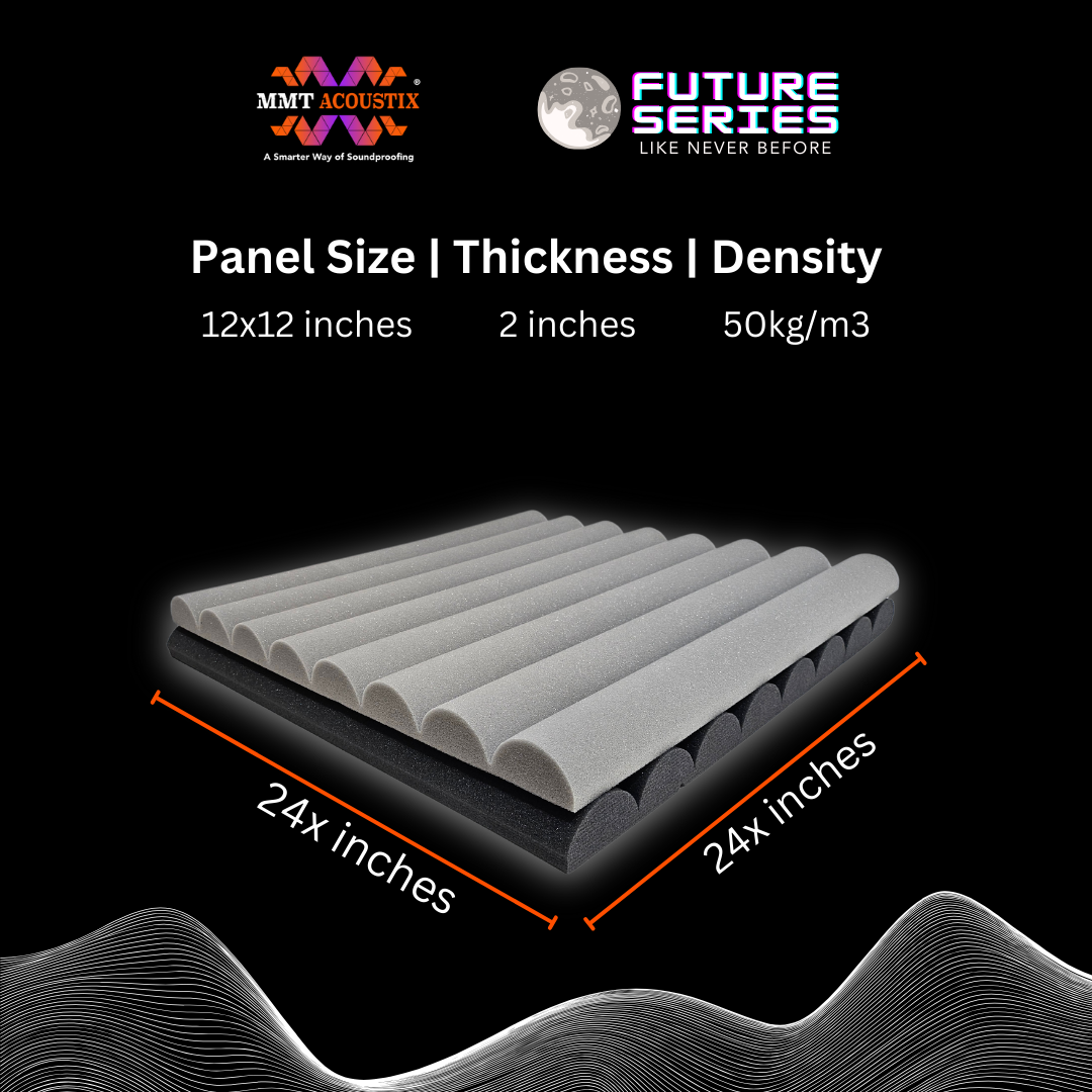 Curve Acoustic Foam 2x2 ft, Charcoal + Stone White