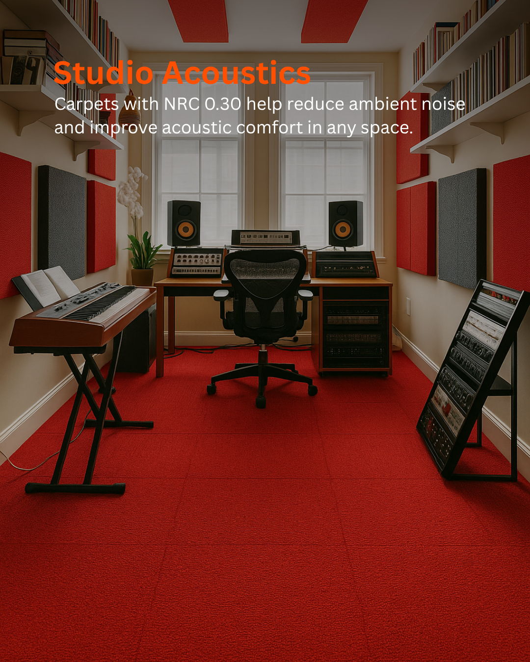 Acoustic Carpet Tiles - Blood Red