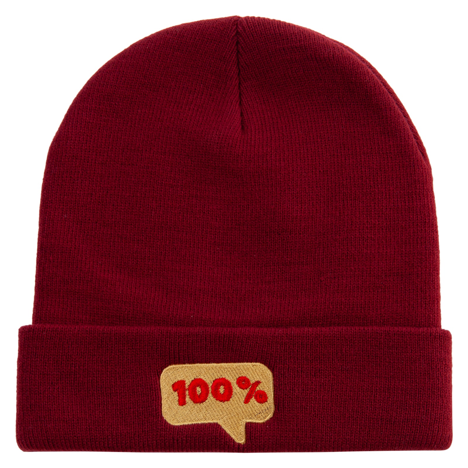 100% Word Bubble Embroidered 12 Inch Long Knitted Beanie