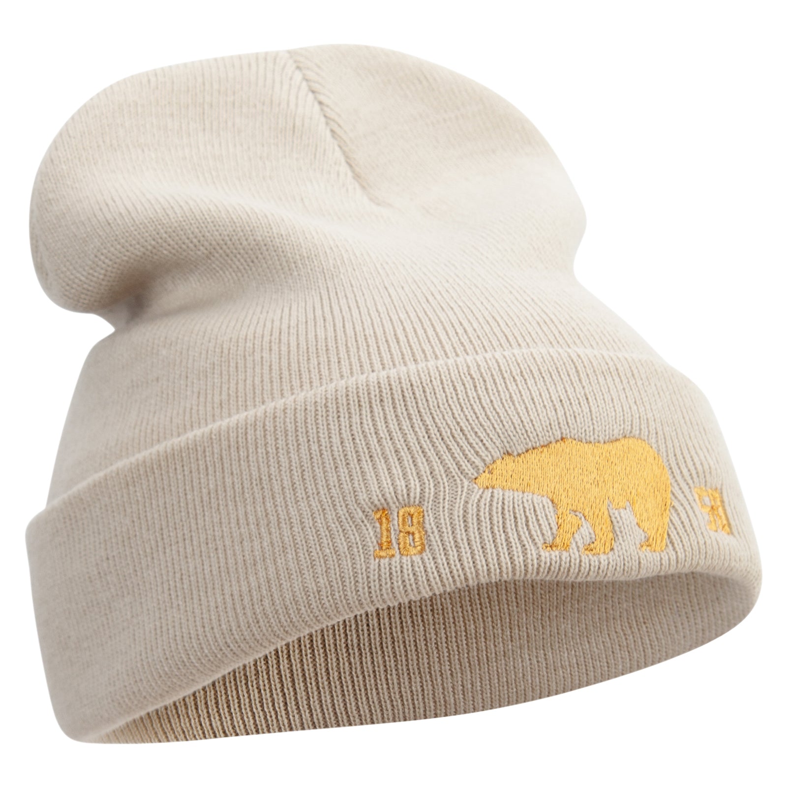 1850 California Bear Embroidered 12 Inch Long Knitted Beanie