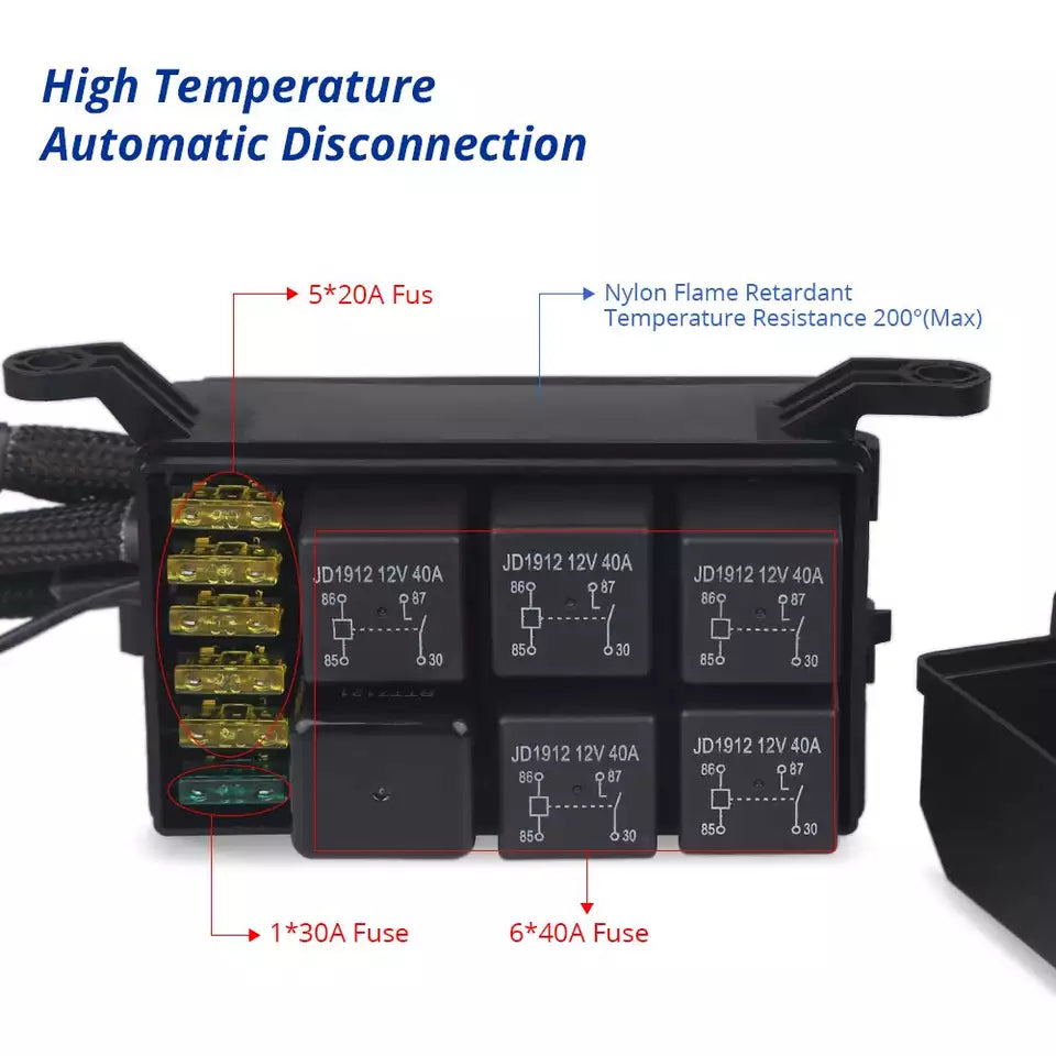 12V/24V Touch Screen Switches Panel 6 Gang LED Switch Panel Slim Touch Control Panel Box for Jeep, F-150, Bronco, Ranger.