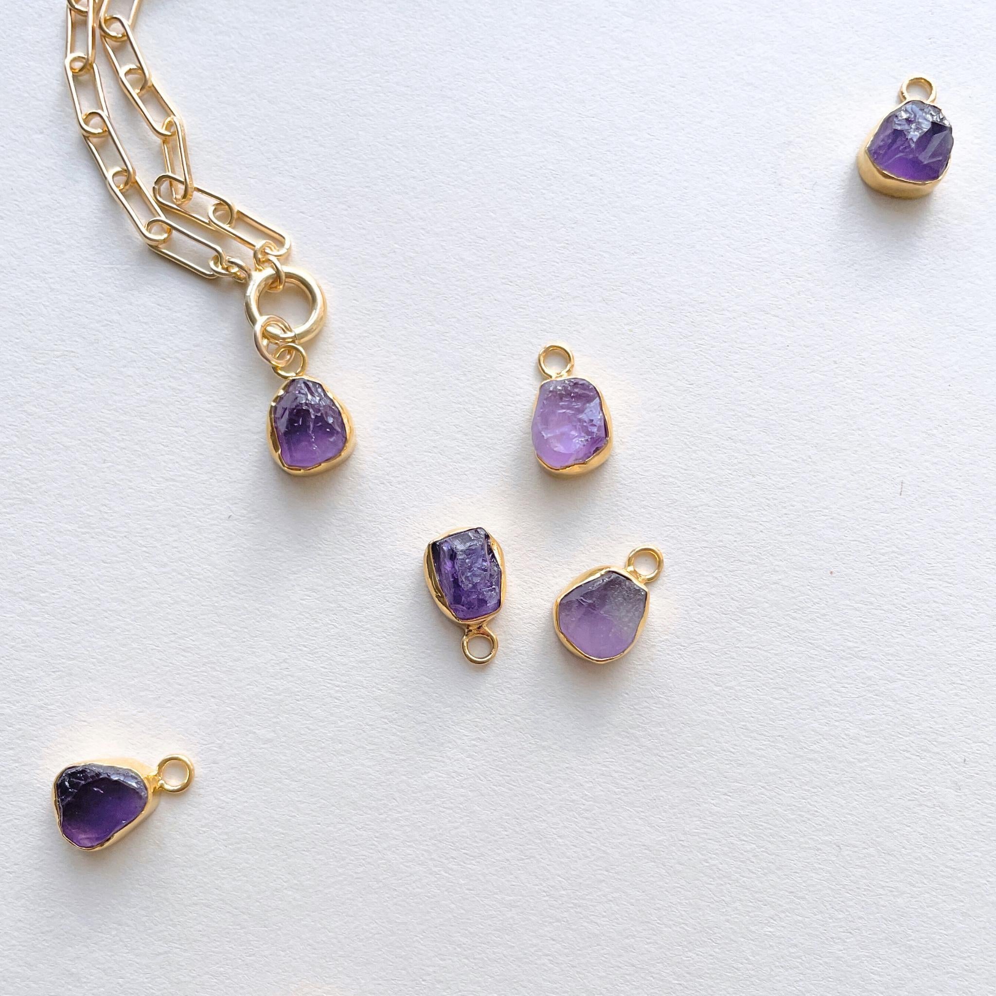 Amethyst Carved Chunky Chain Necklace | Calming (Gold Plated)