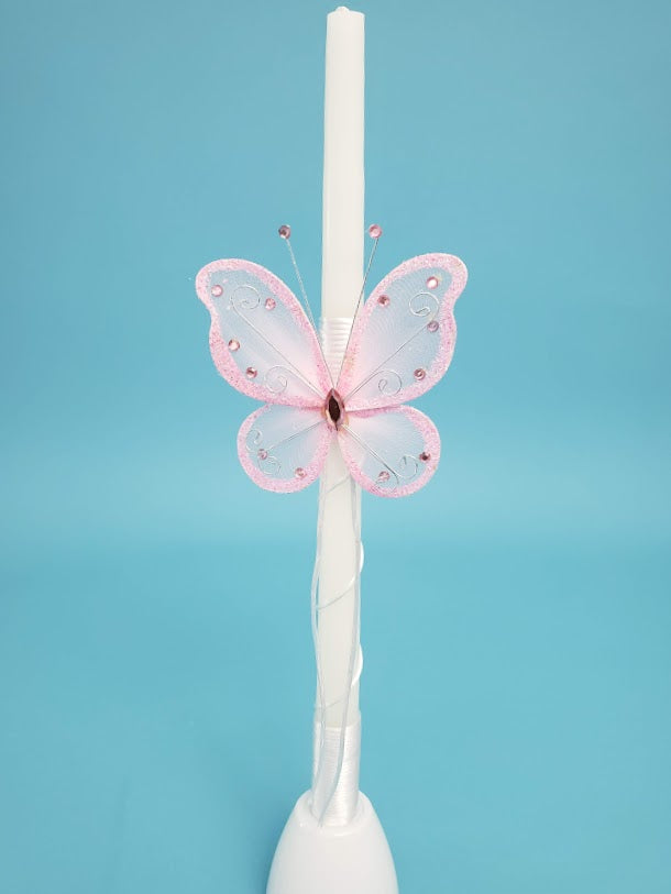 15" Easter Lambatha Candle - Organza Butterfly
