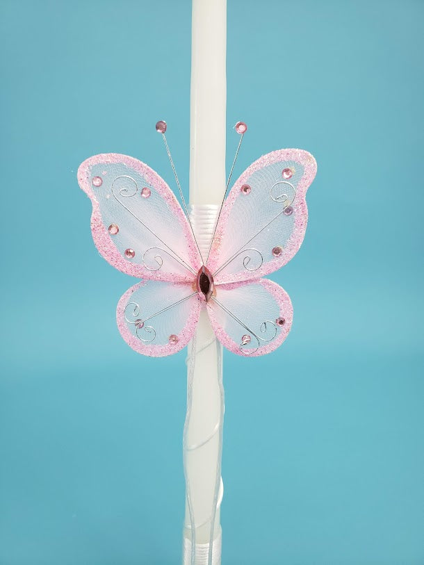 15" Easter Lambatha Candle - Organza Butterfly