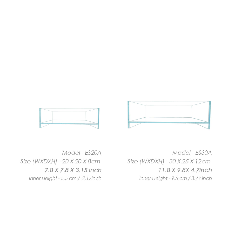 HIRO Aquatics Nano Shallow Rimless Tank, Two Size Options, for Wabikusa, Little Pond, Terra base & Nano Terrarium