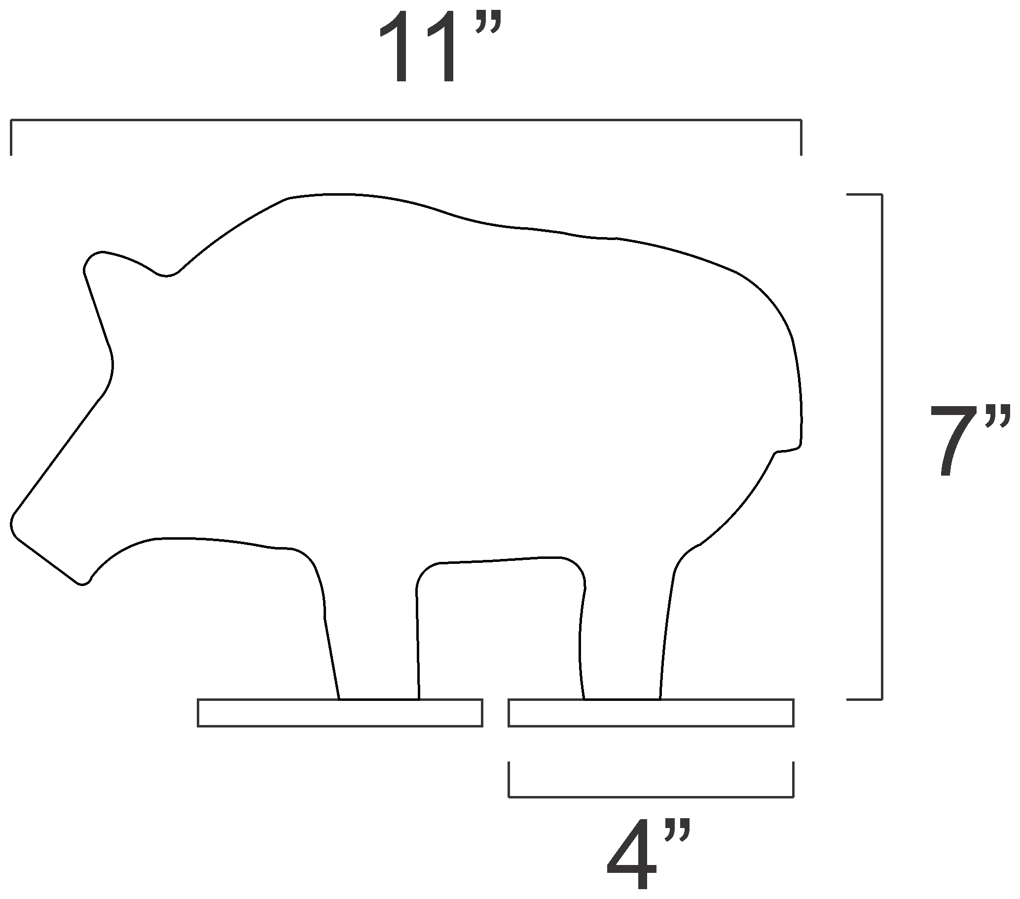 1/2sc IHMSA/NRA Metallic Silhouette Rifle Targets Not Welded w/ Bases - 4pc 1/4"A36 Steel (124U-14IN)