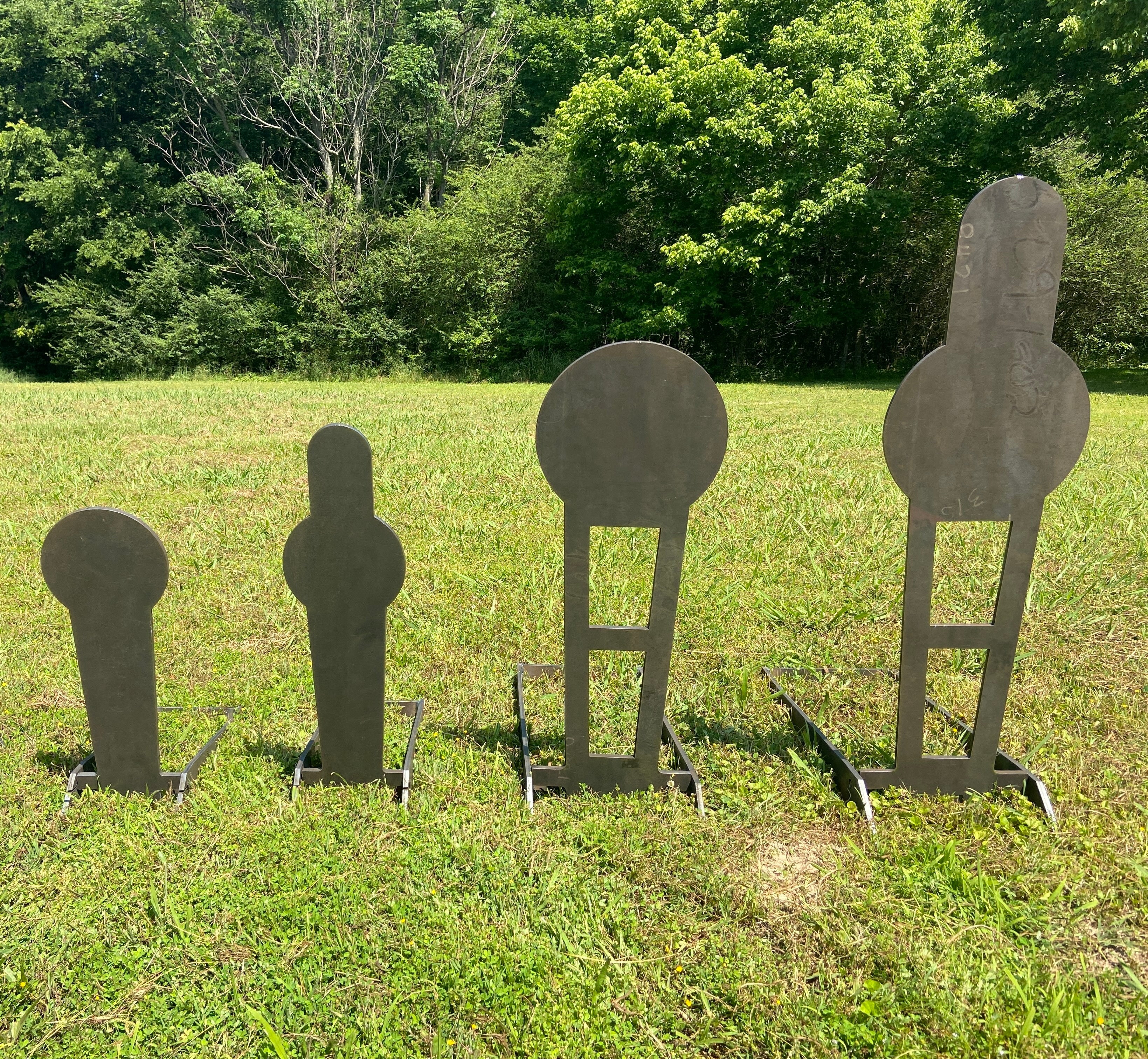 12"x42" 3/8" AR500 Steel Reactive IDPA/IPSC Full Size Pepper Popper - Metal Shooting Target w/ Base Unpainted (PP12x45AR500)