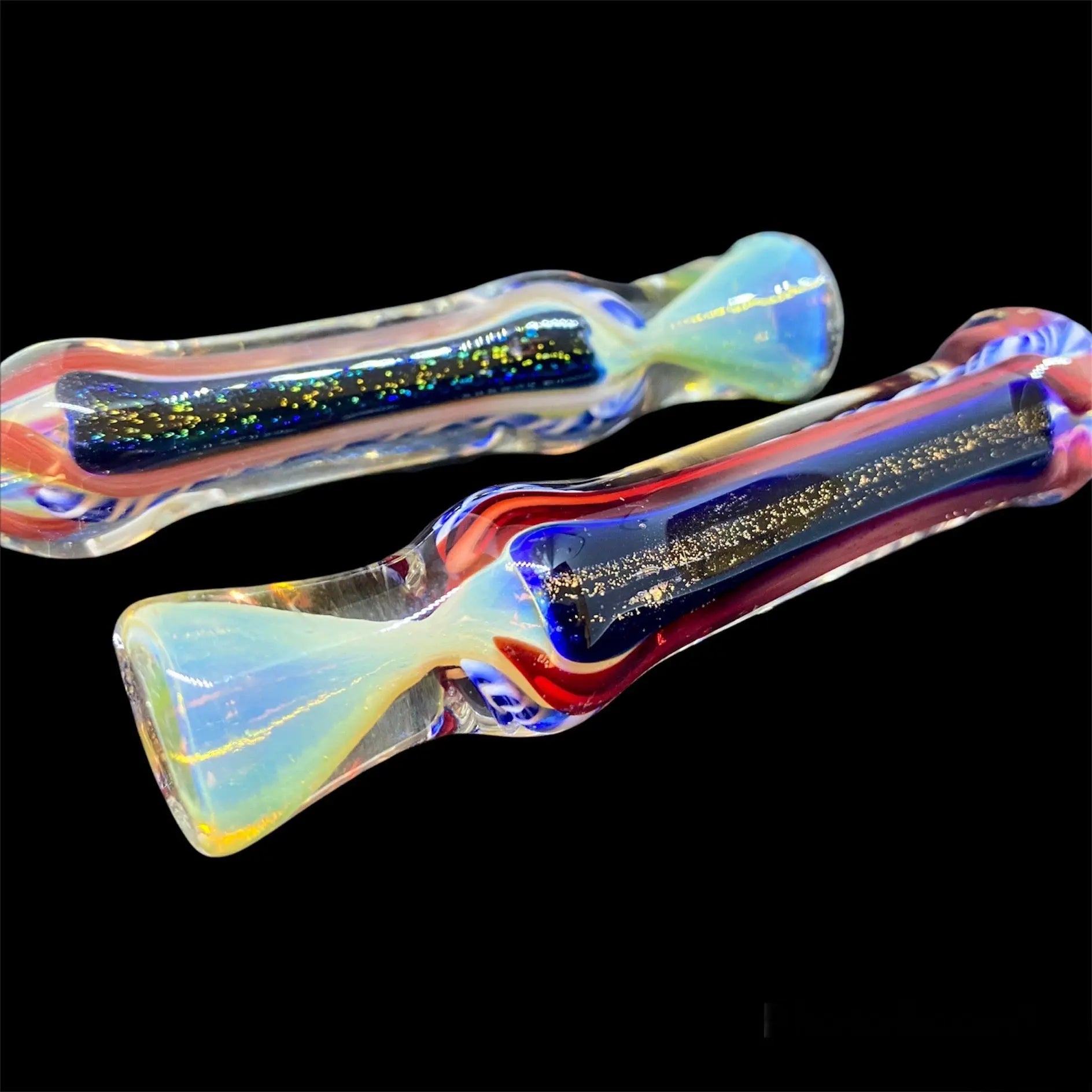 2 Pieces Set Chillum Glass Pipe Color Changing