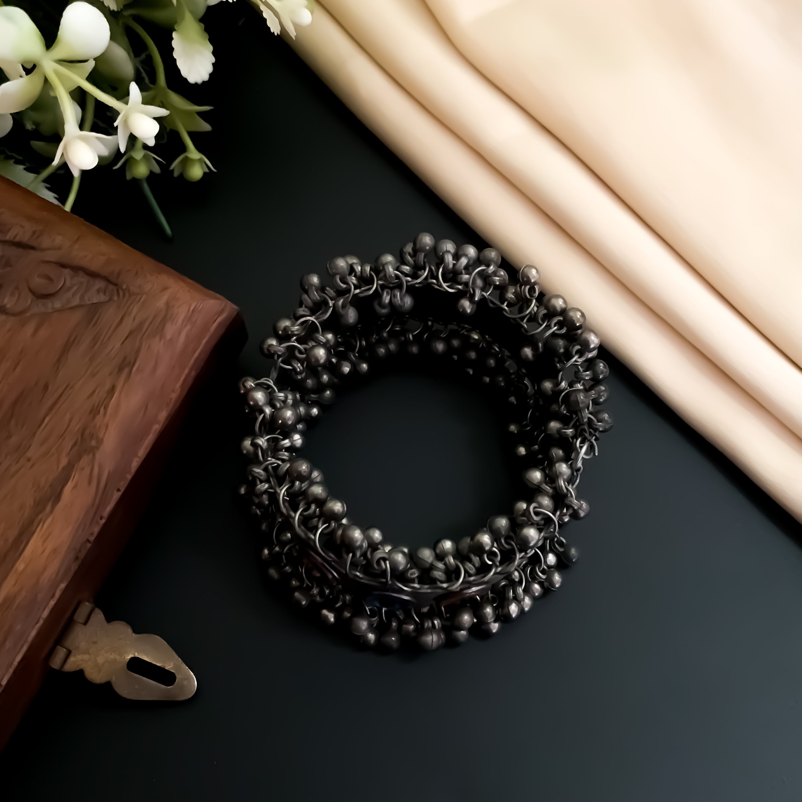 Aavya Silver Adjustable Bracelet/Kada