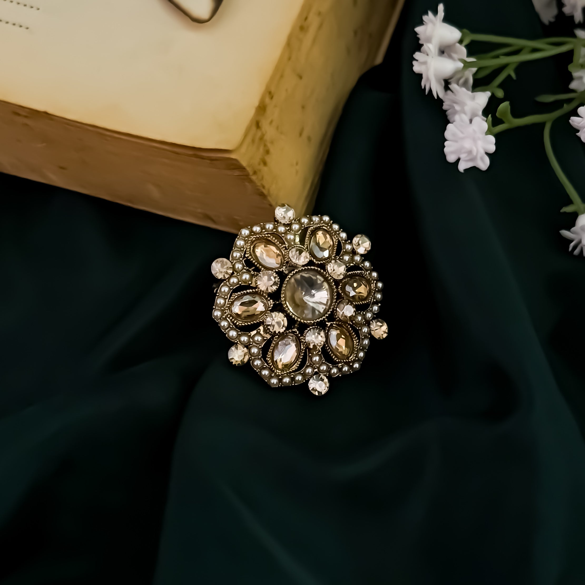 Aaradhya Jadau Adjustable Ring- Golden