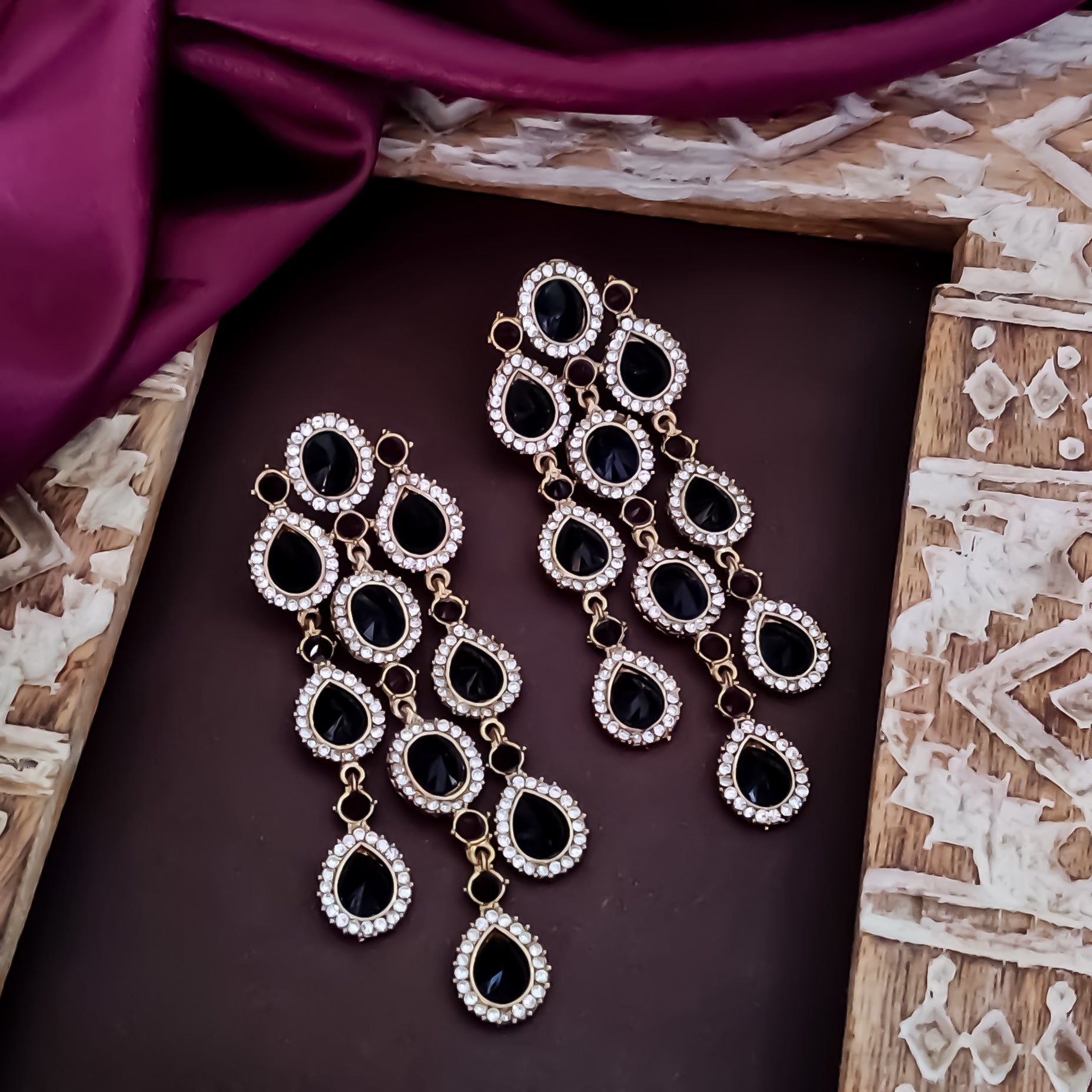 Anvi Dangler Lightweight  Chandbali Earring-  Black