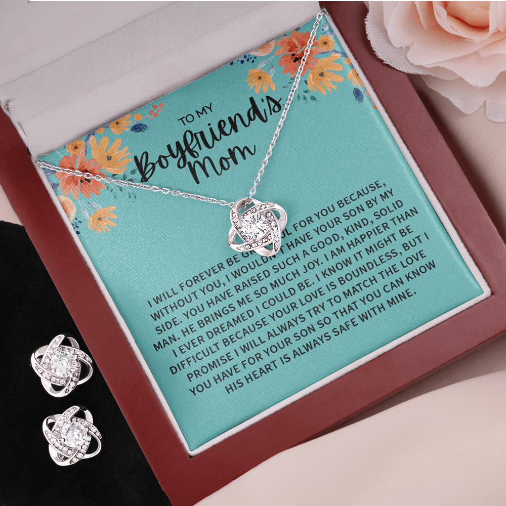 14K White Gold Jewelry Set, Gifts for Boyfriend's Mom, To My Boyfriends Mom Necklace, Mother's Day Gift For Boyfriend's Mom