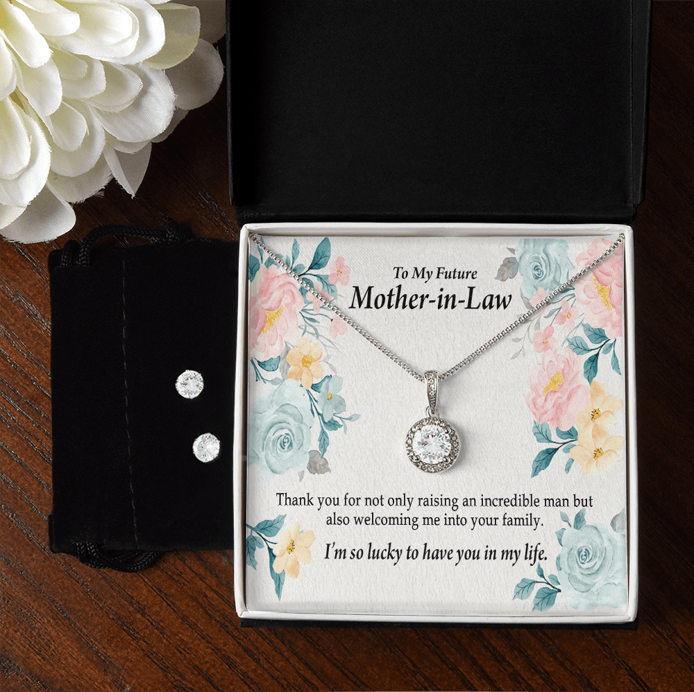 14K White Gold To my Future Mother In Law Jewelry Set, Mother's day gift for Future Bonus Mom Necklace, Gift From Daughter In Law