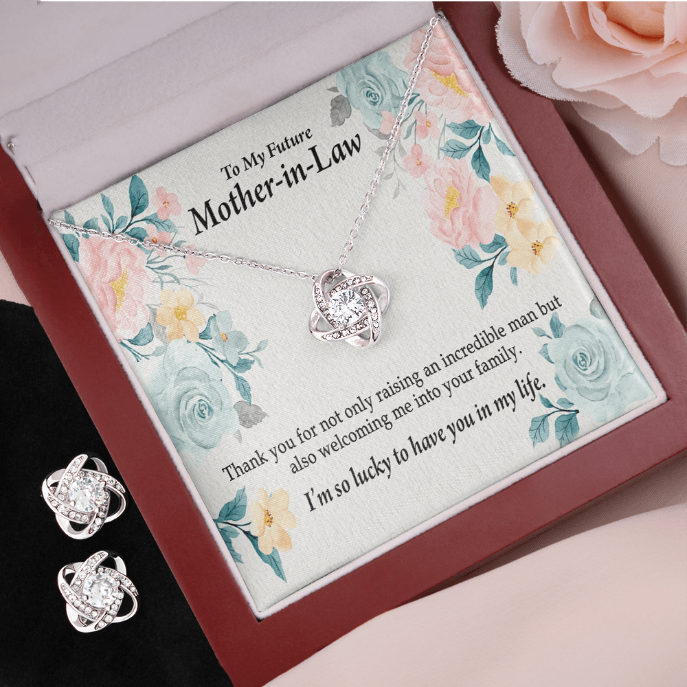 14K White Gold To my Future Mother In Law Jewelry Set, Mother's day gift for Future Bonus Mom Necklace, Gift From Daughter In Law