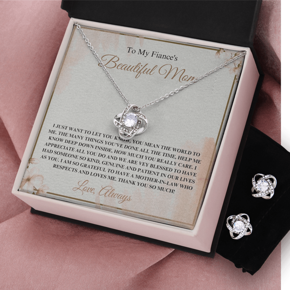 14K White Gold Jewelry Set Gift To My Fiance's Beautiful Mom, Necklace And Earrings Set Gift On Mother's Day Gift From Daughter-In-Law