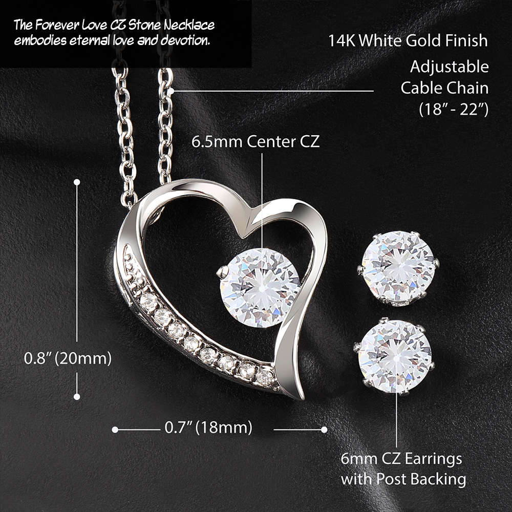 14K White Gold Jewelry Set, To My Beautiful Soul Mate Message Gift, Necklace And Earrings Jewelry Matching Set, Valentin Birthday Gift For Her