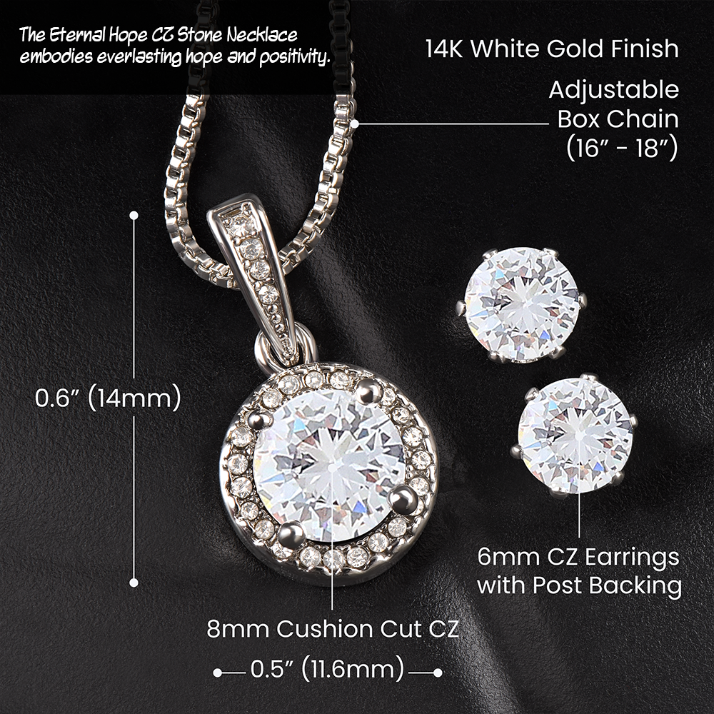 14K White Gold Jewelry Set, To My Beautiful Soul Mate Message Gift, Necklace And Earrings Jewelry Matching Set, Valentin Birthday Gift For Her