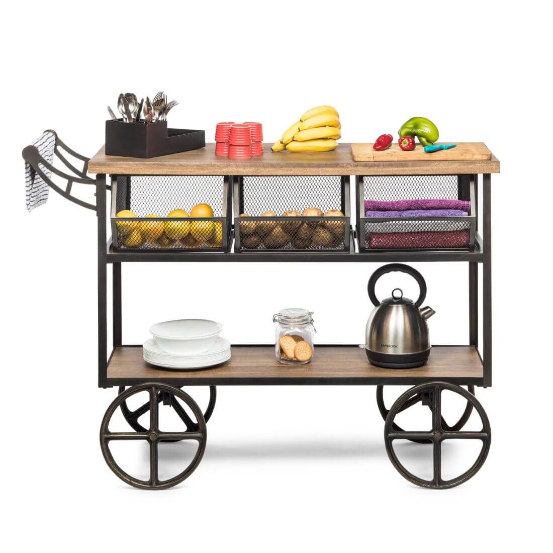 Kitchen Trolley with 3 Baskets