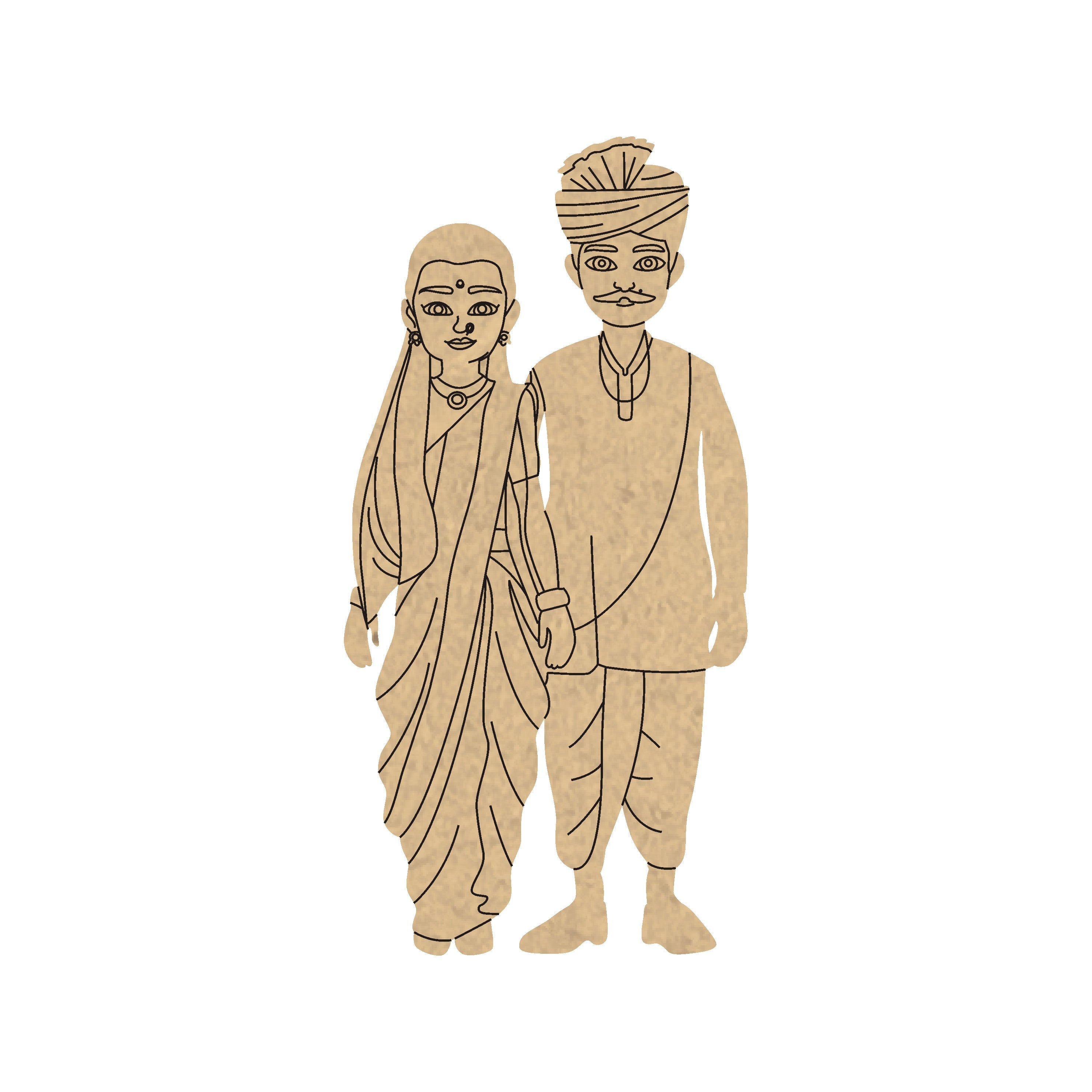 4 mm thick Pre Marked MDF Base Marathi couple