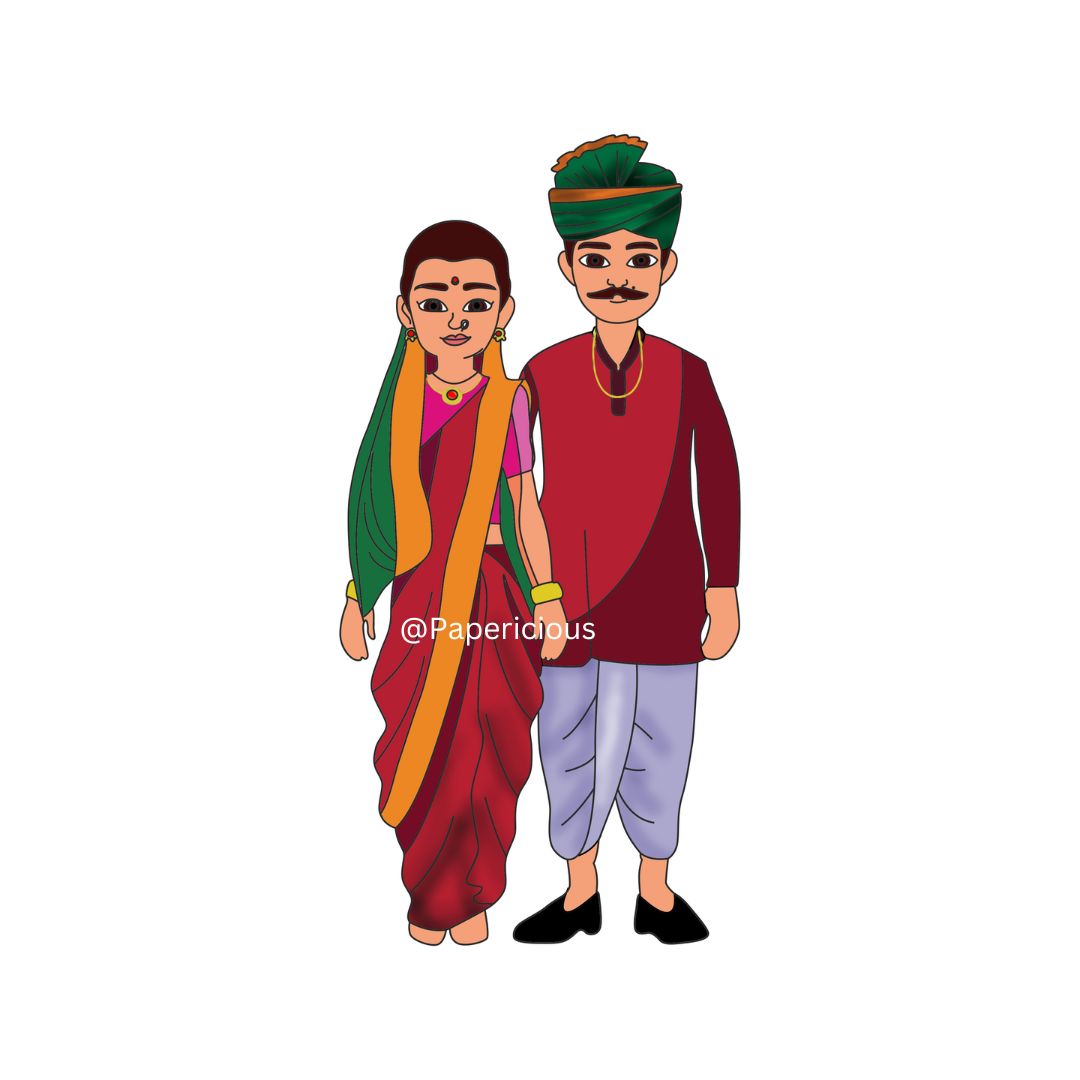 4 mm thick Pre Marked MDF Base Marathi couple