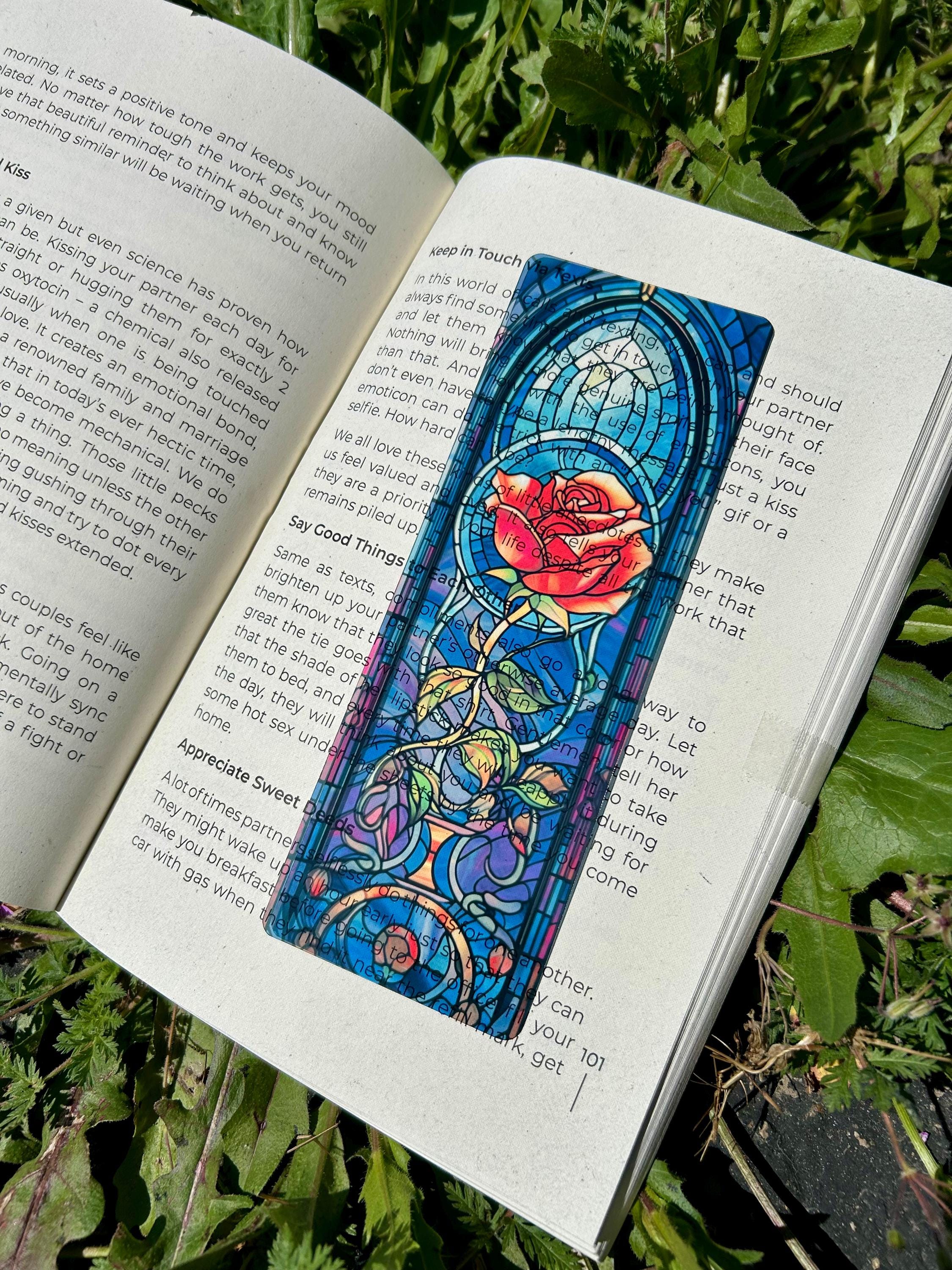 Beauty and the Beast Rose Bookmark – Enchanted Rose Design, Magical Fairy Tale Art, Perfect Gift for Diz Fans and Book Lovers