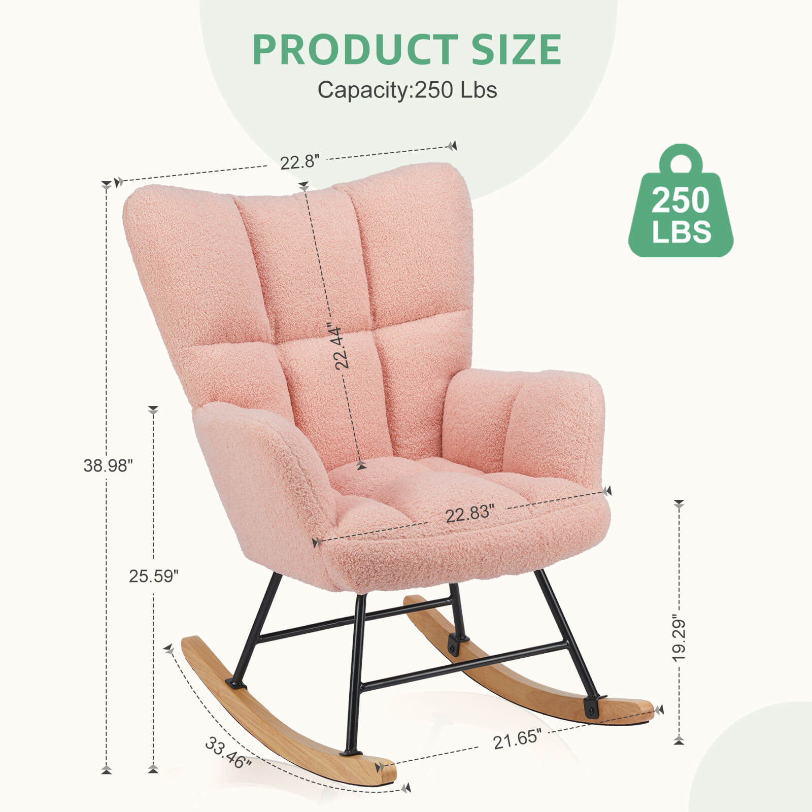 Sweetcrispy Rocking Chair Soft and Thick for Nursery